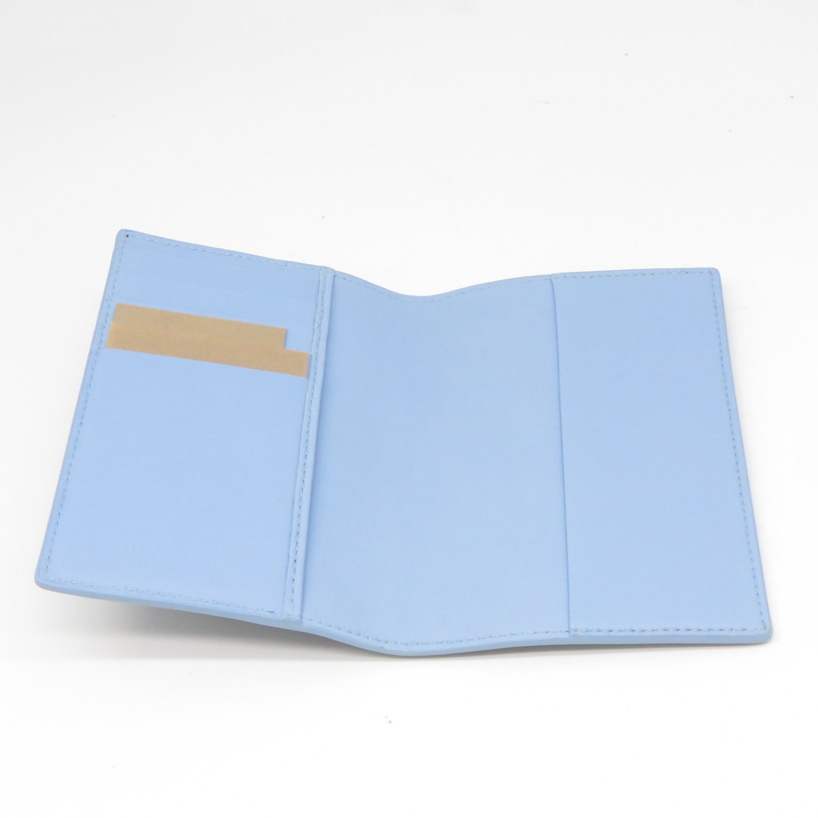 BOTTEGA VENETA 織紋皮革/牛皮皮革Passbook Case護照套黑色/藍色