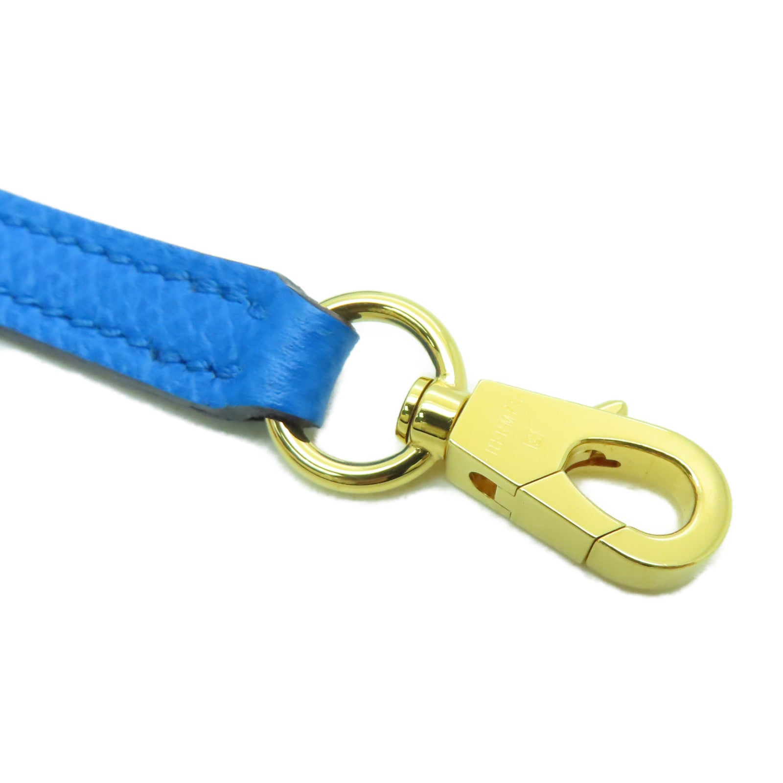 HERMES Epsom皮革Mini Strap金扣肩背帶藍色