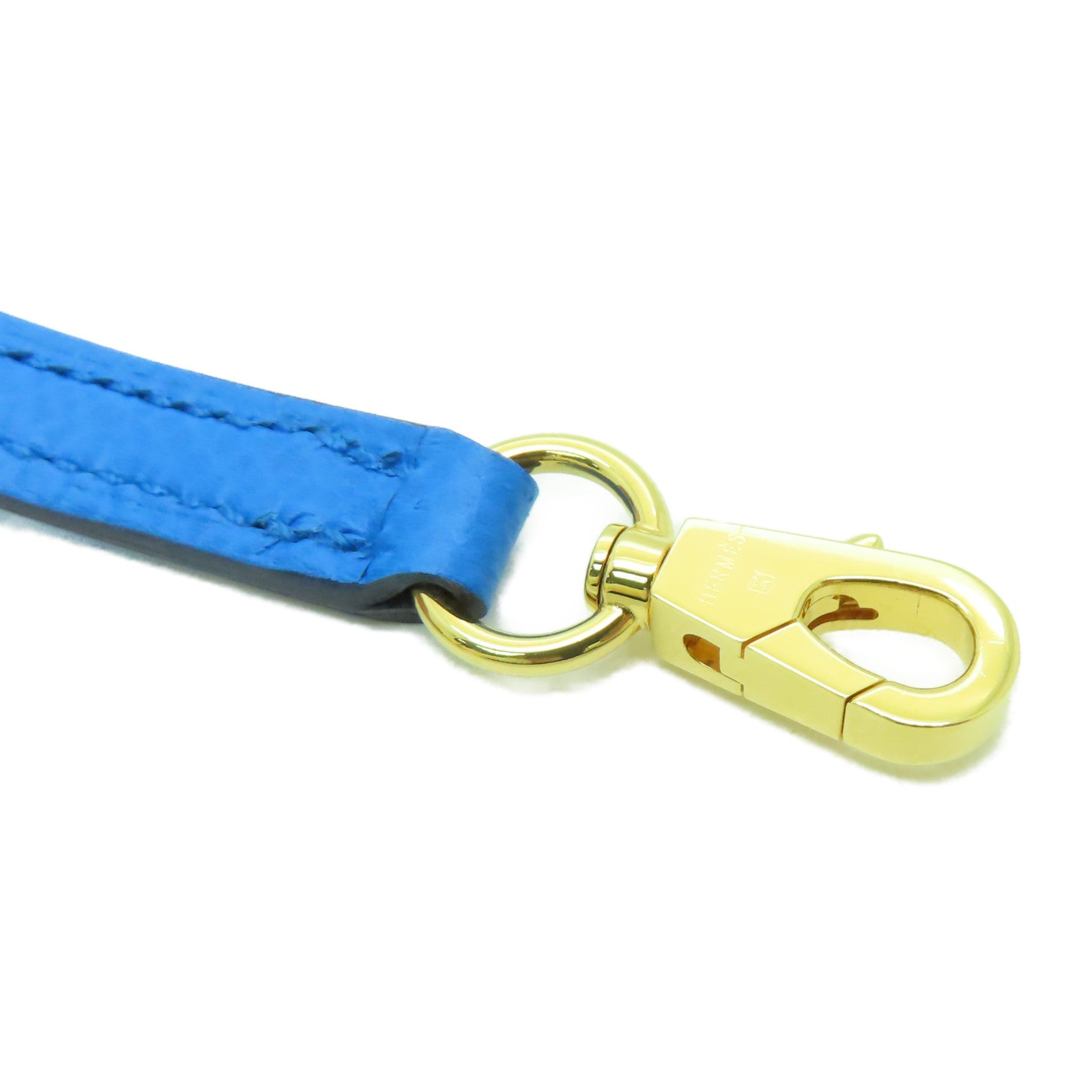 HERMES Epsom皮革Mini Strap金扣肩背帶藍色