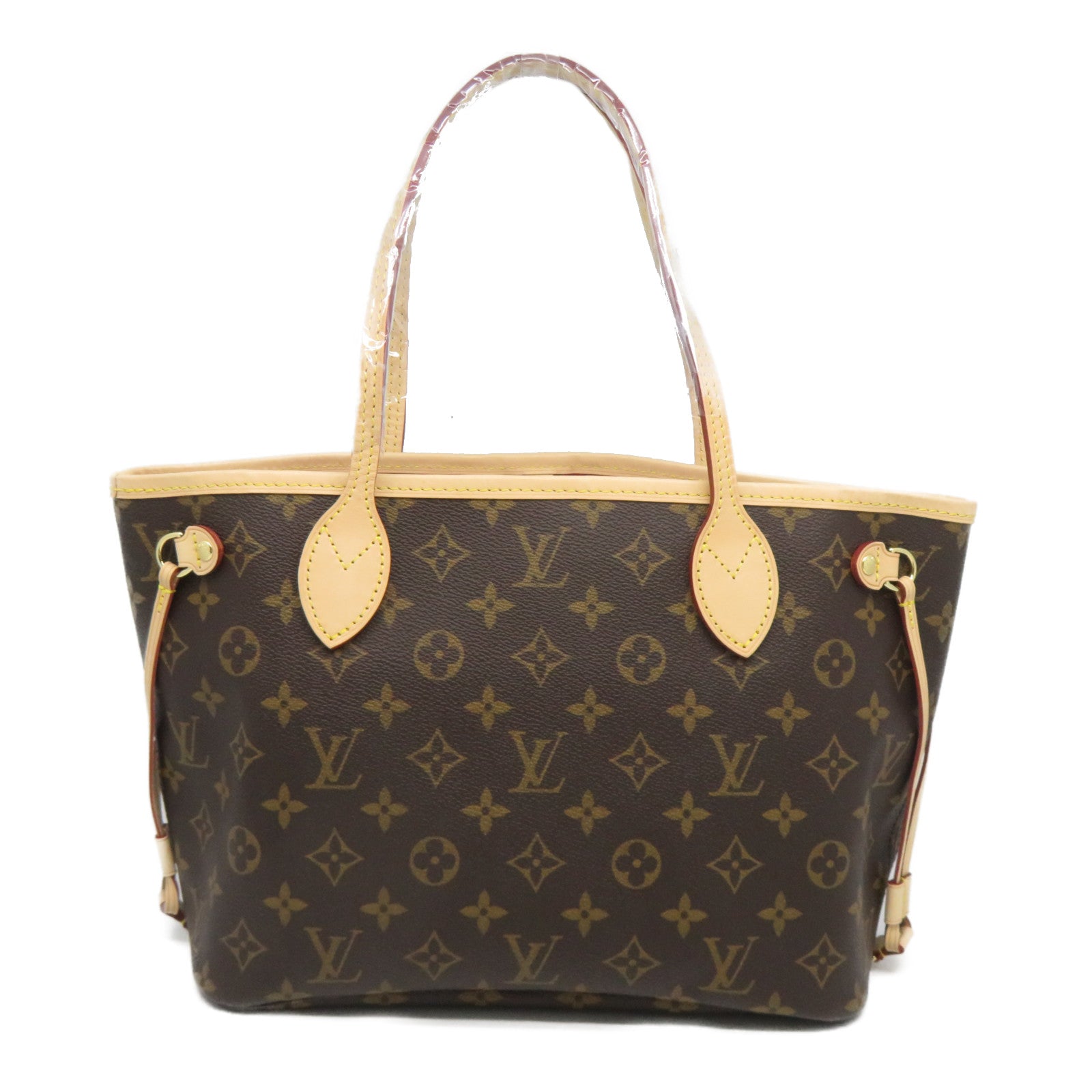 LOUIS VUITTON Monogram Neverfull PM金扣手挽袋啡色
