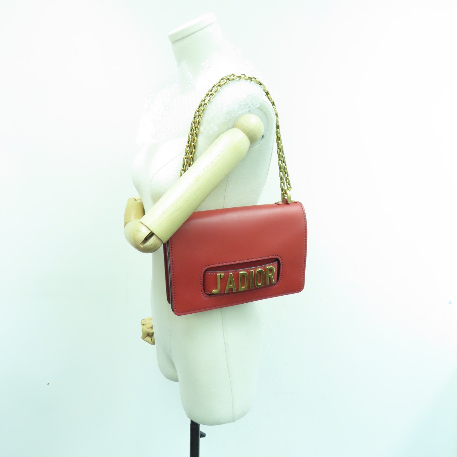 Dior cowhide leather Chain Shoulder Bag gold buckle chain shoulder bag red