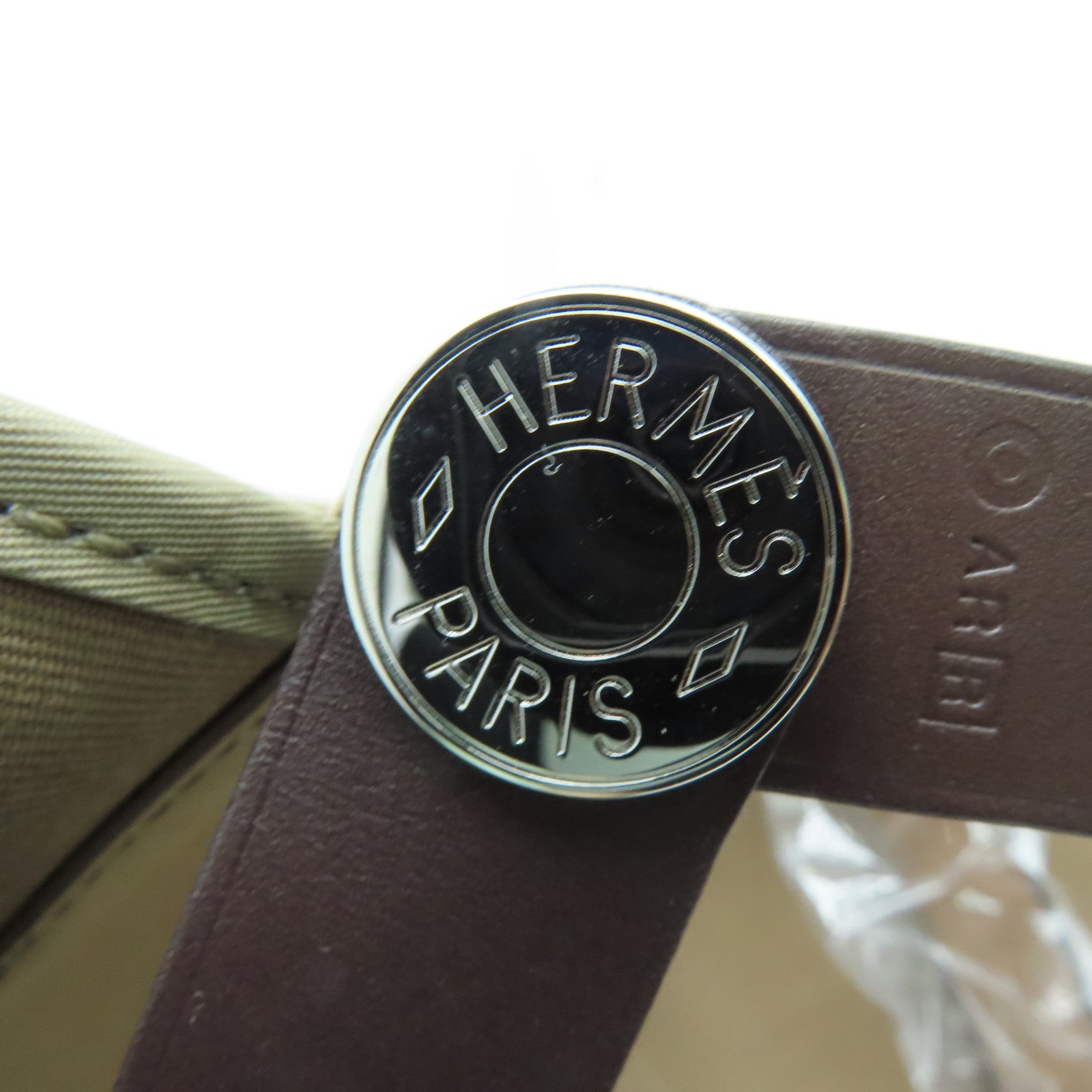 HERMES 帆布Cabag银扣手挽肩背两用袋Etoupe/啡色