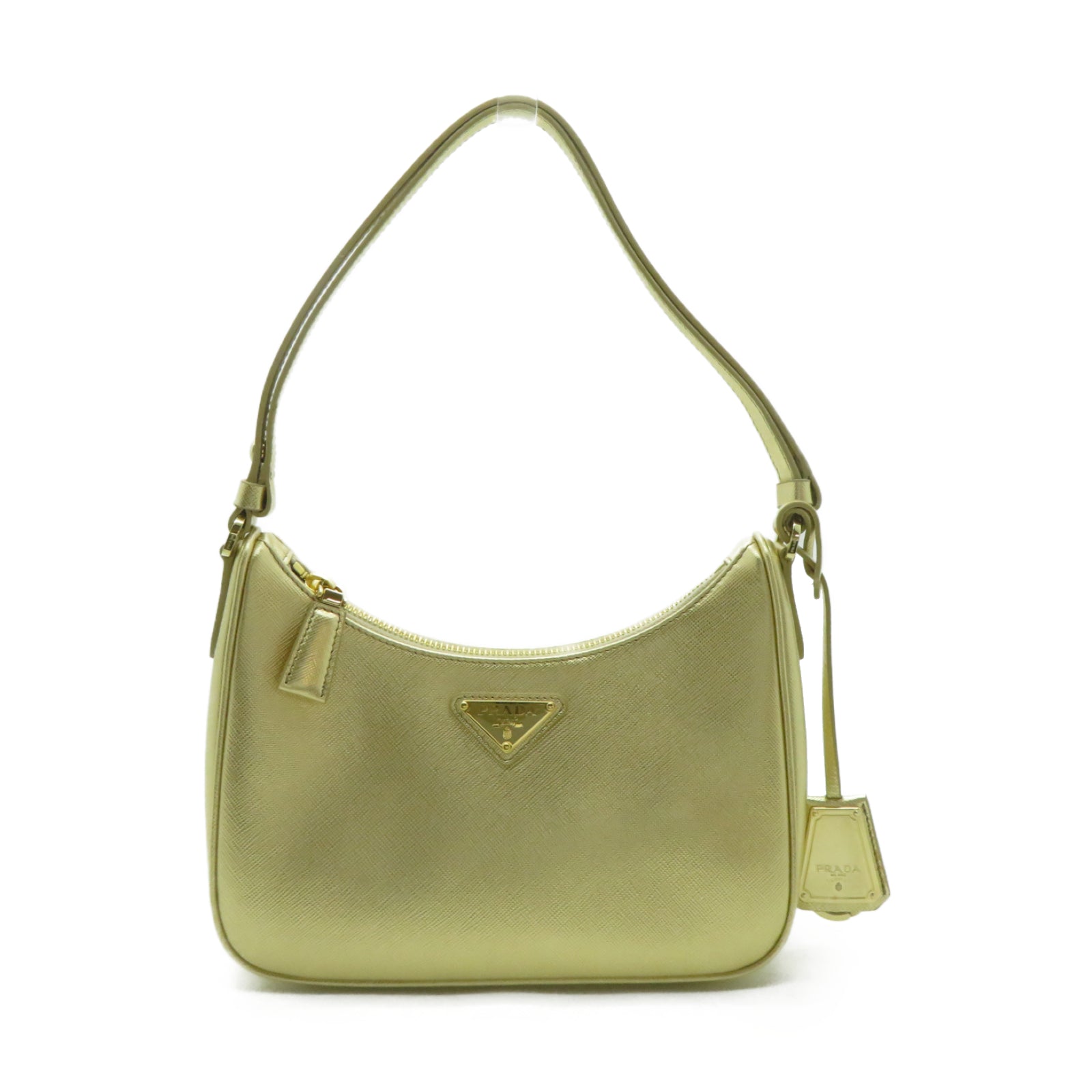 PRADA 牛皮皮革Shoulder Bag金扣肩背袋金色