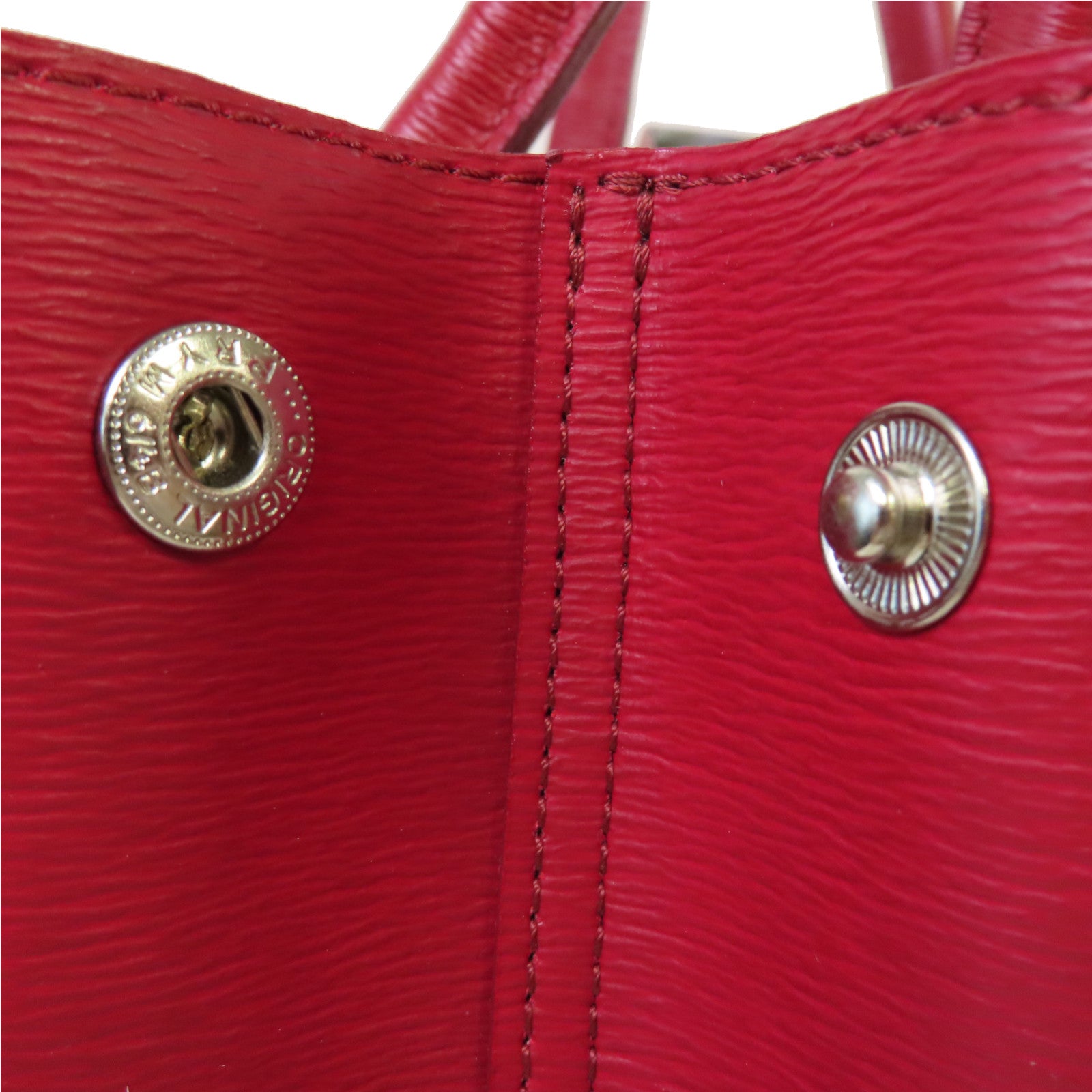 Longchamp 牛皮皮革Tote Bag銀扣肩背袋紅色