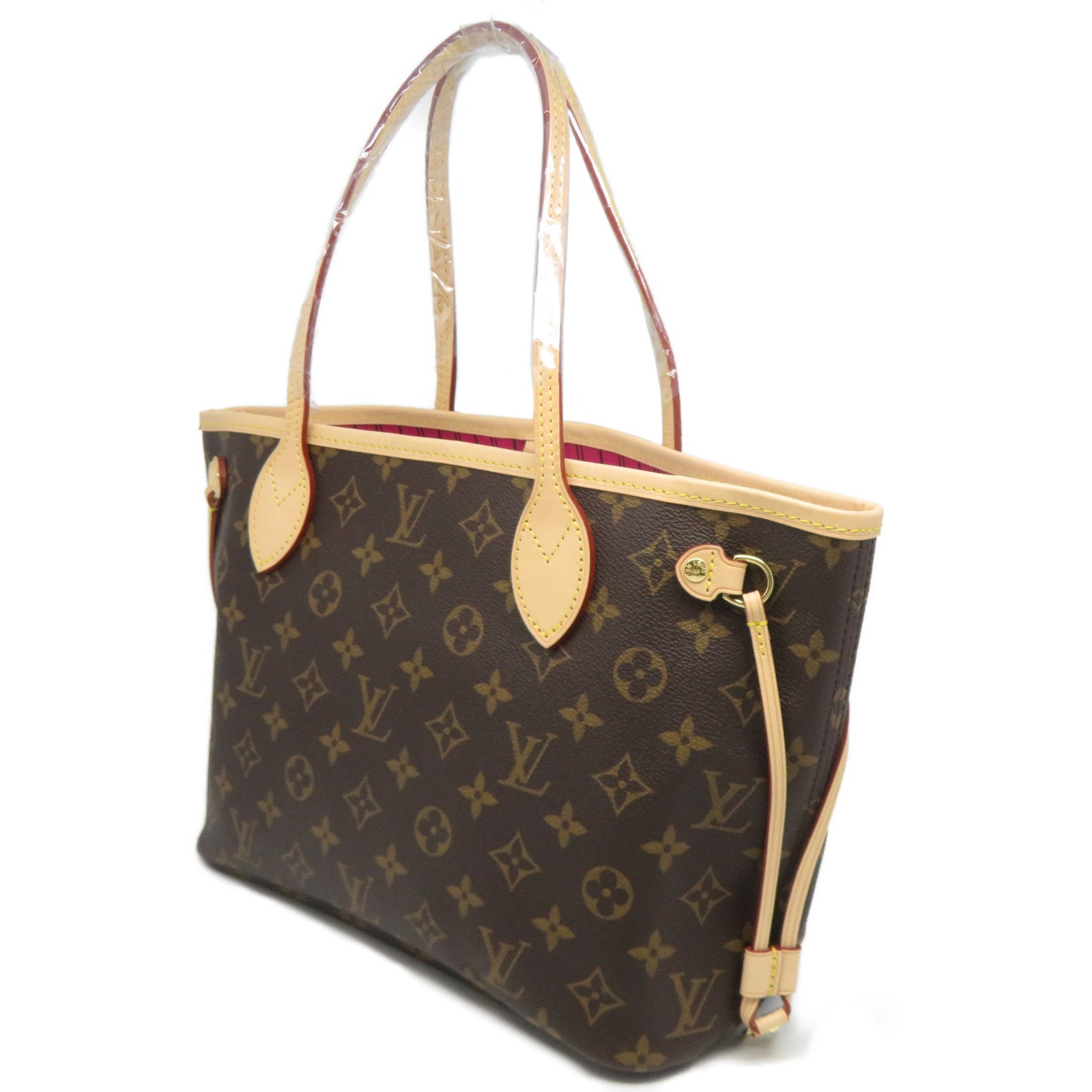 LOUIS VUITTON Monogram Neverfull PM金扣手挽袋啡色