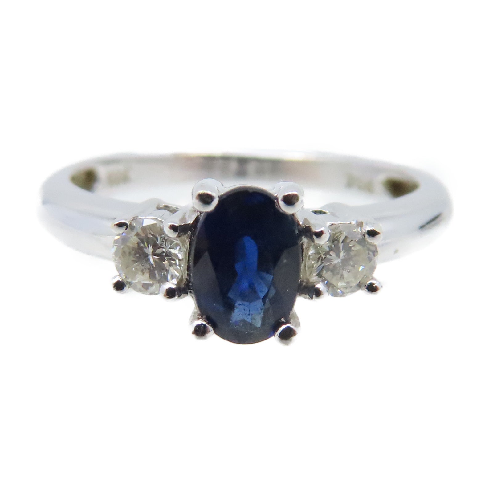JEWELRY 18K白金/2.7g藍寶石/鑽石Sapphire Ring戒指US#5.5