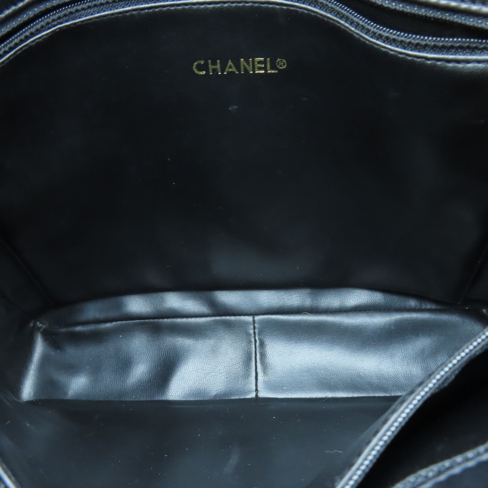 CHANEL 菱格羊皮皮革Chain Shoulder金扣鏈帶肩背袋黑色