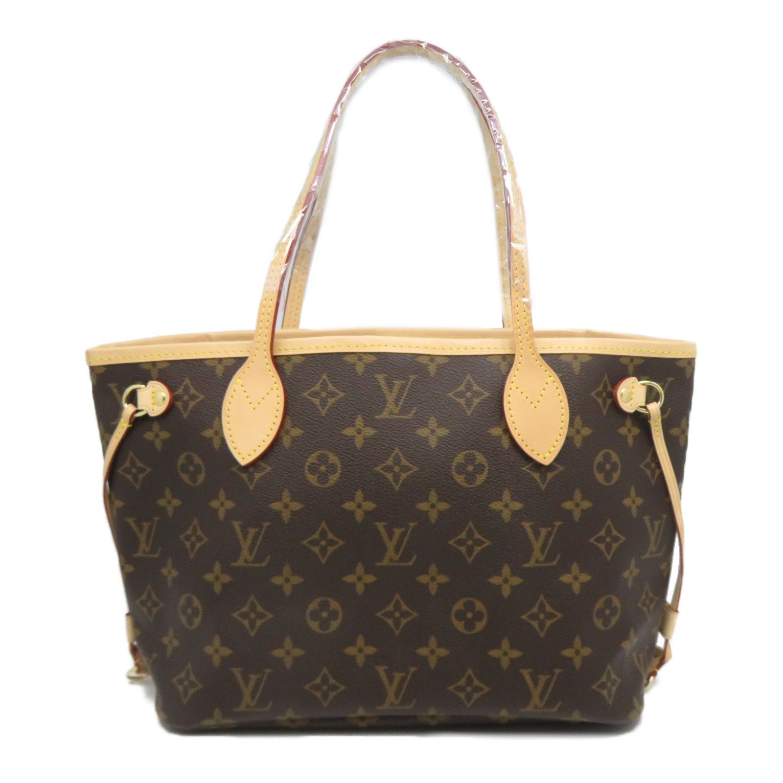 LOUIS VUITTON Monogram Neverfull PM金扣手挽袋啡色