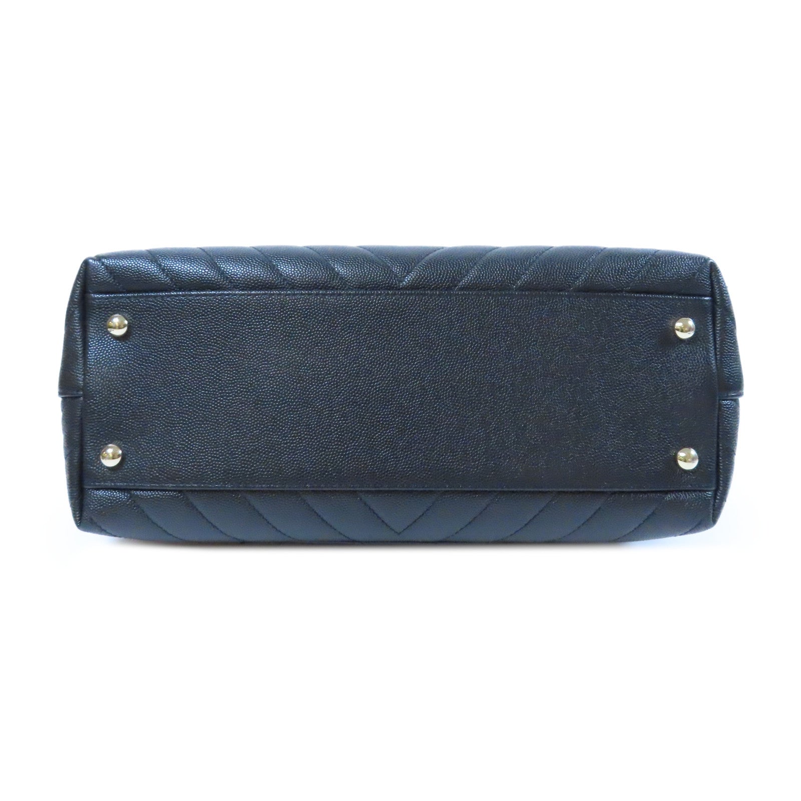 CHANEL 斜紋Caviar皮革2 Way Shoulder Bag金扣手挽肩背兩用袋黑色
