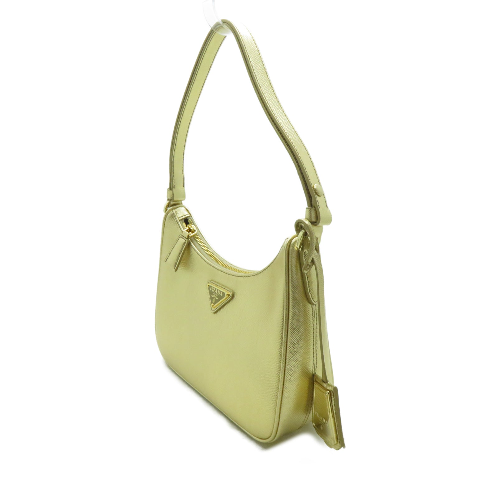 PRADA 牛皮皮革Shoulder Bag金扣肩背袋金色