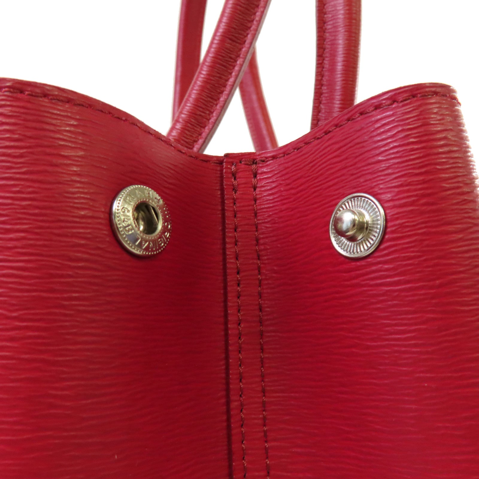 Longchamp 牛皮皮革Tote Bag銀扣肩背袋紅色