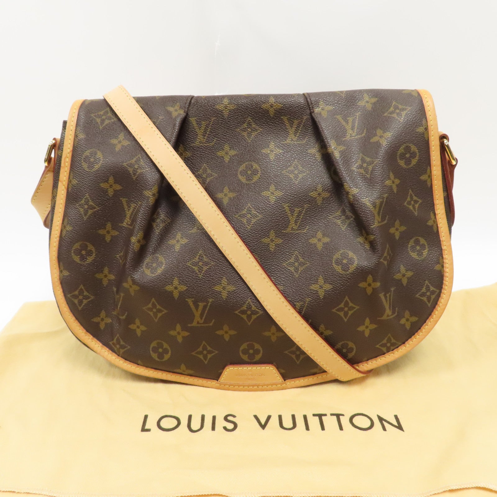 LOUIS VUITTON Monogram Menilmontant MM金扣肩背袋啡色