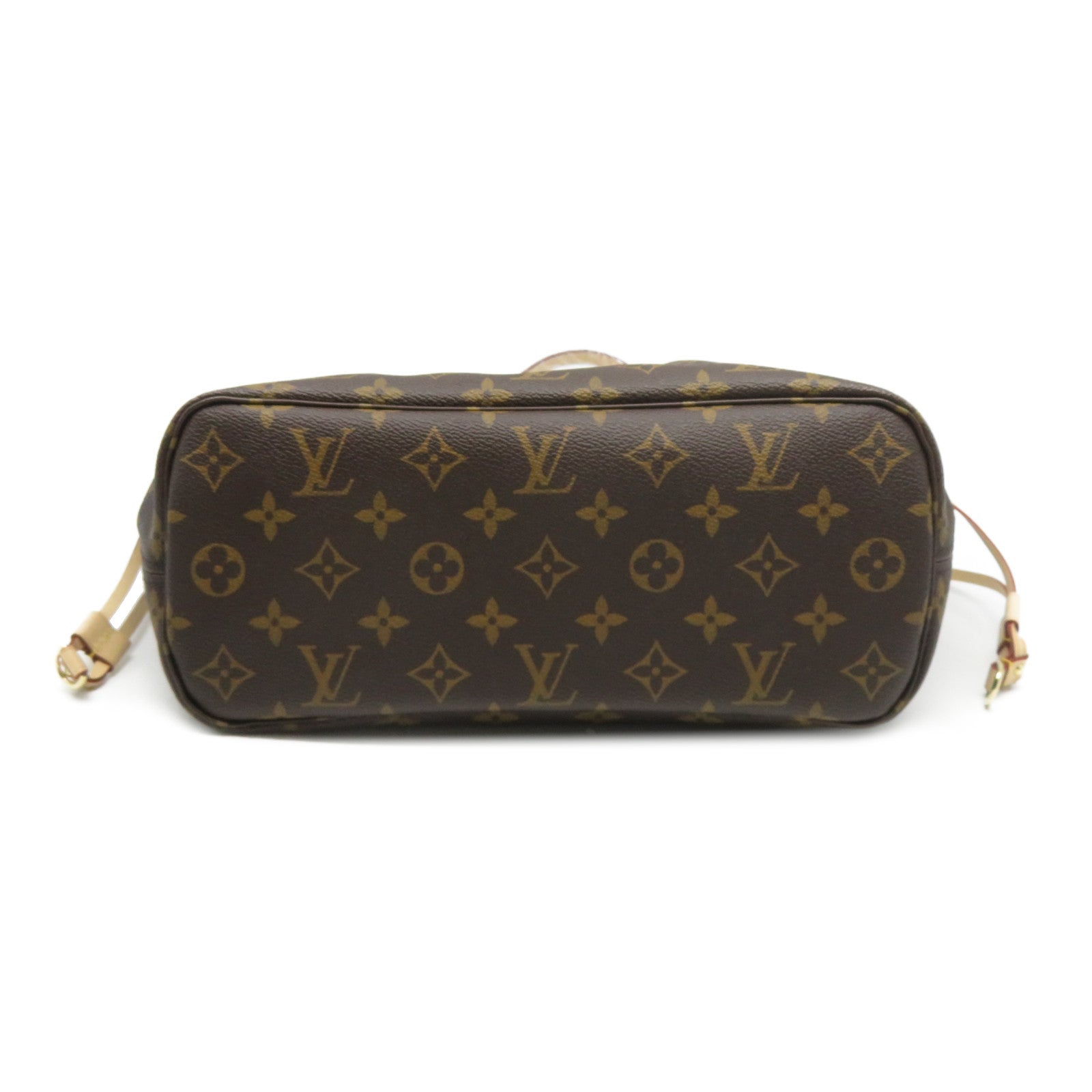 LOUIS VUITTON Monogram Neverfull PM金扣手挽袋啡色