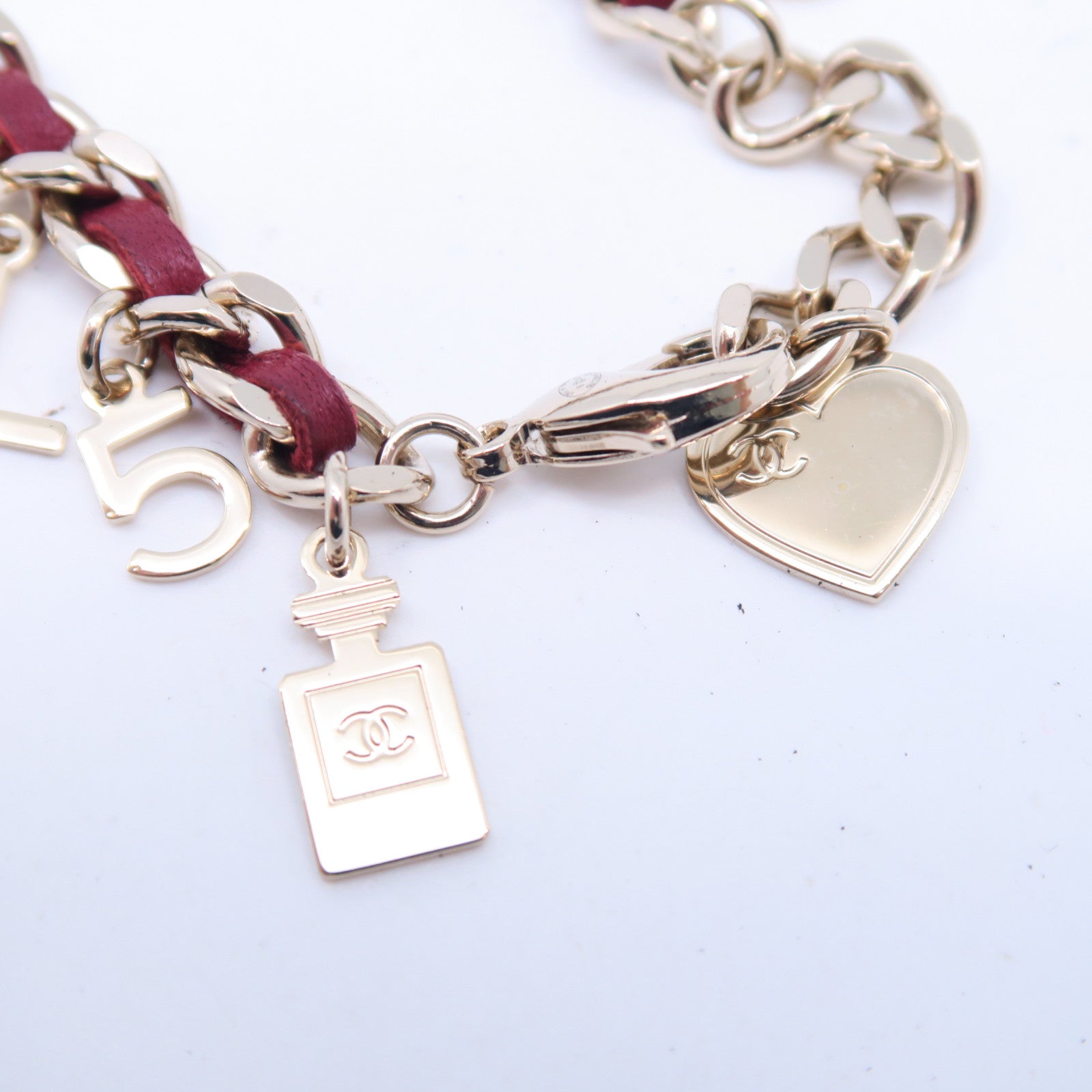 CHANEL 金屬Chram Bracelet鏈紅色/金色