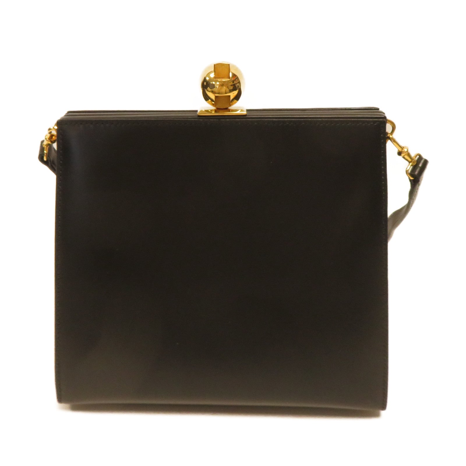 HERMES Box Calf皮革Shoulder Bag金扣肩背袋黑色