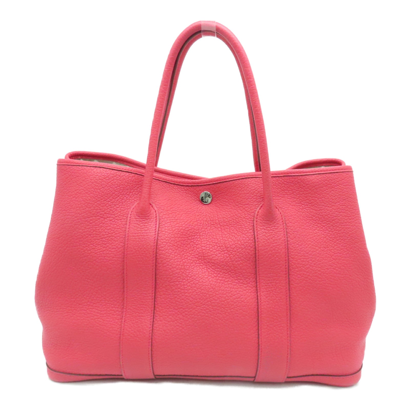 HERMES Clemence皮革GardenP arty PM銀扣手挽袋Rose Jaipur粉紅色