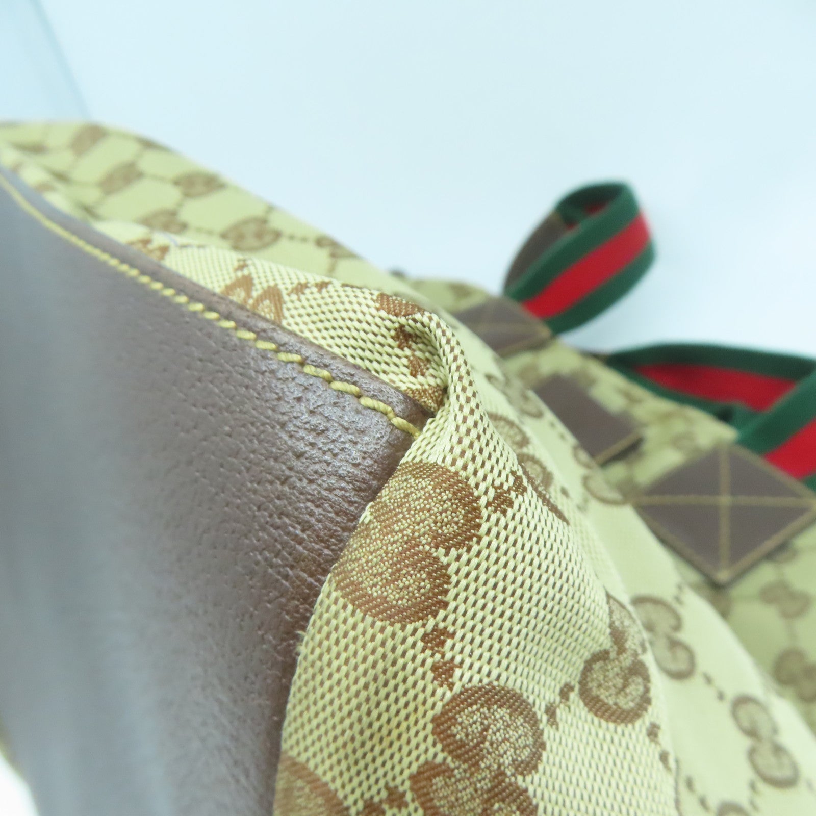 GUCCI 帆布Tote Bag銀扣手挽袋啡色