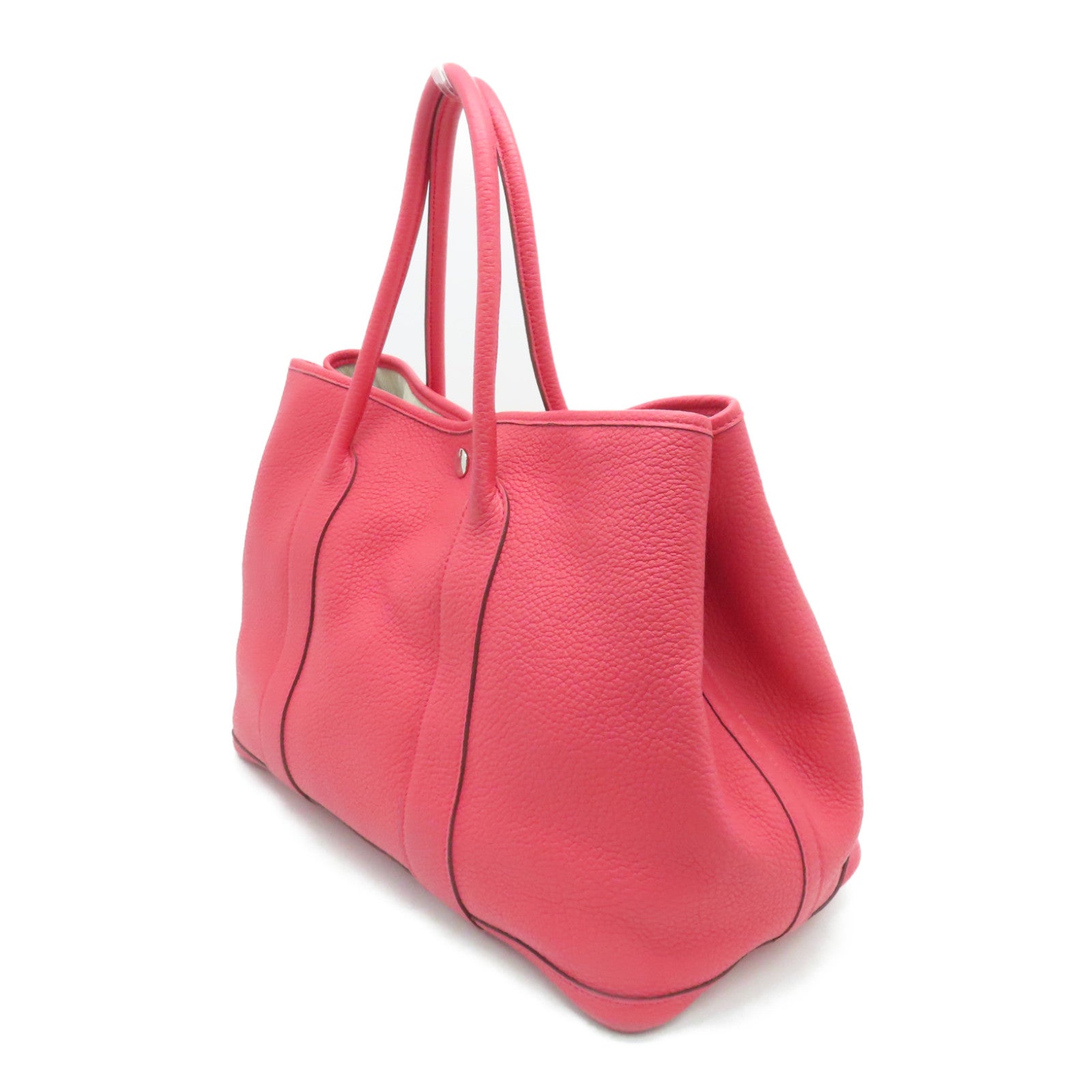 HERMES Clemence皮革GardenP arty PM銀扣手挽袋Rose Jaipur粉紅色