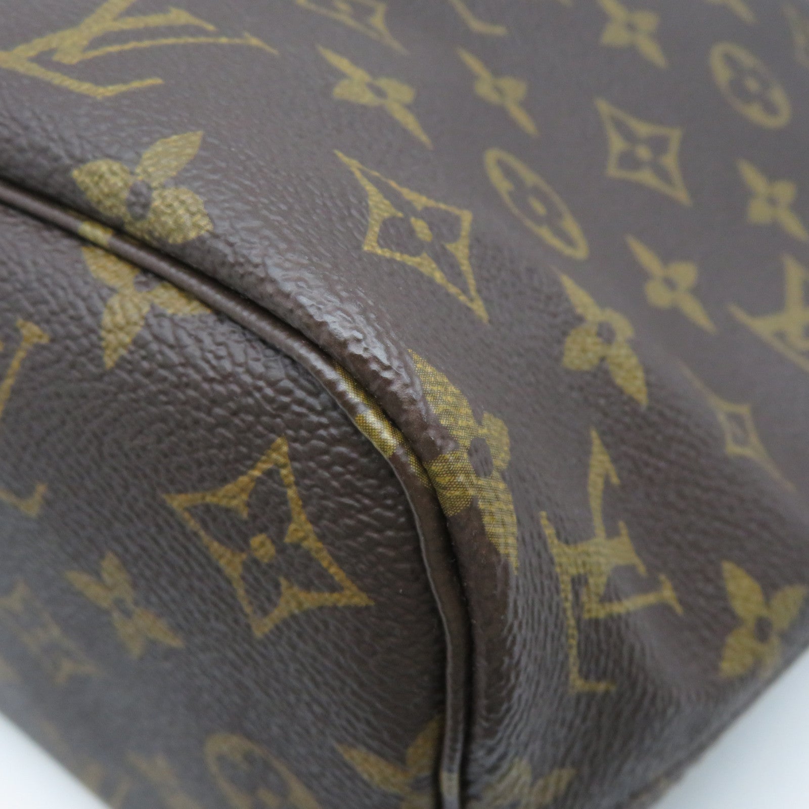 LOUIS VUITTON Monogram Neverfull PM金扣手挽袋啡色