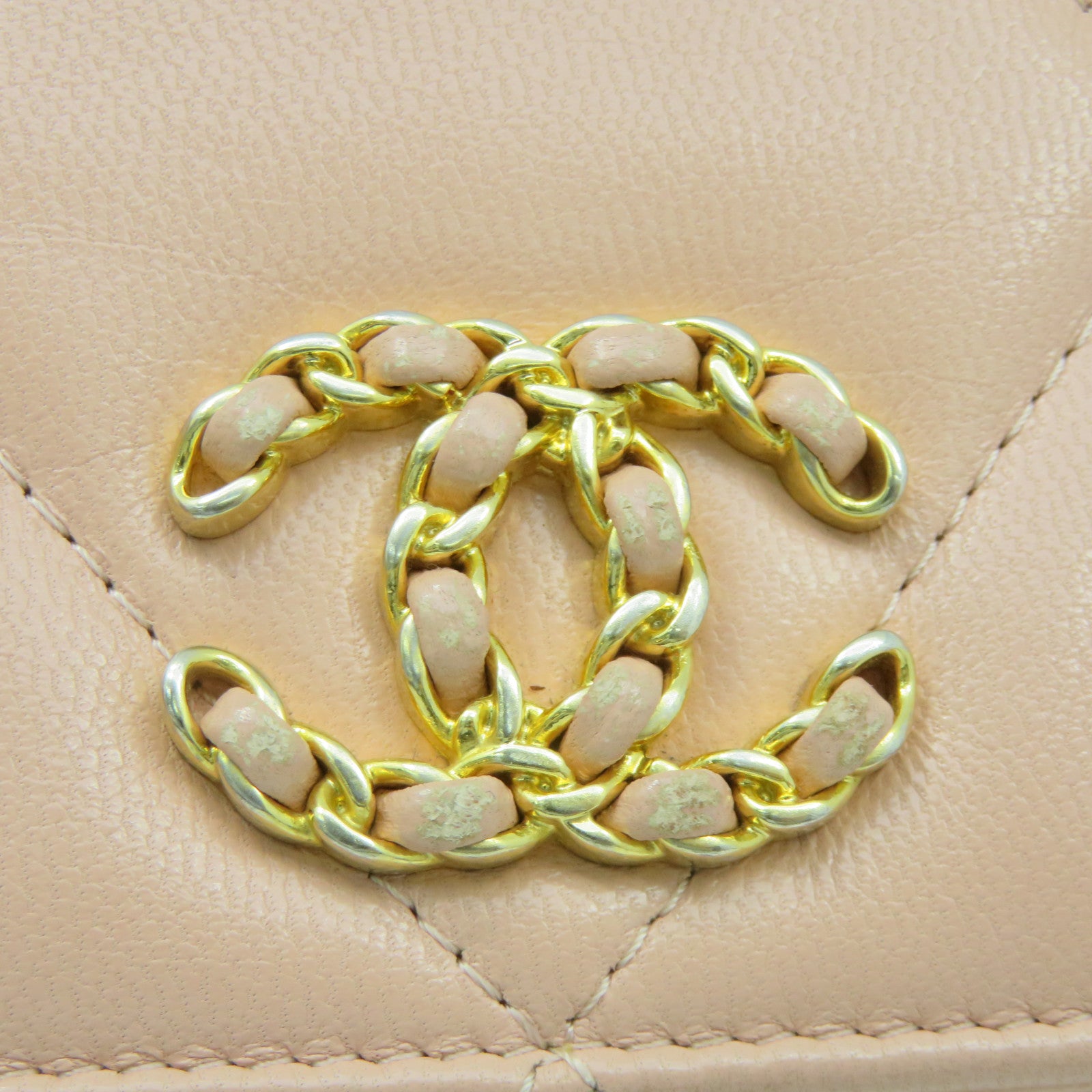 CHANEL 菱格羊皮皮革Wallet On Chain銀扣鏈帶肩背袋粉紅色