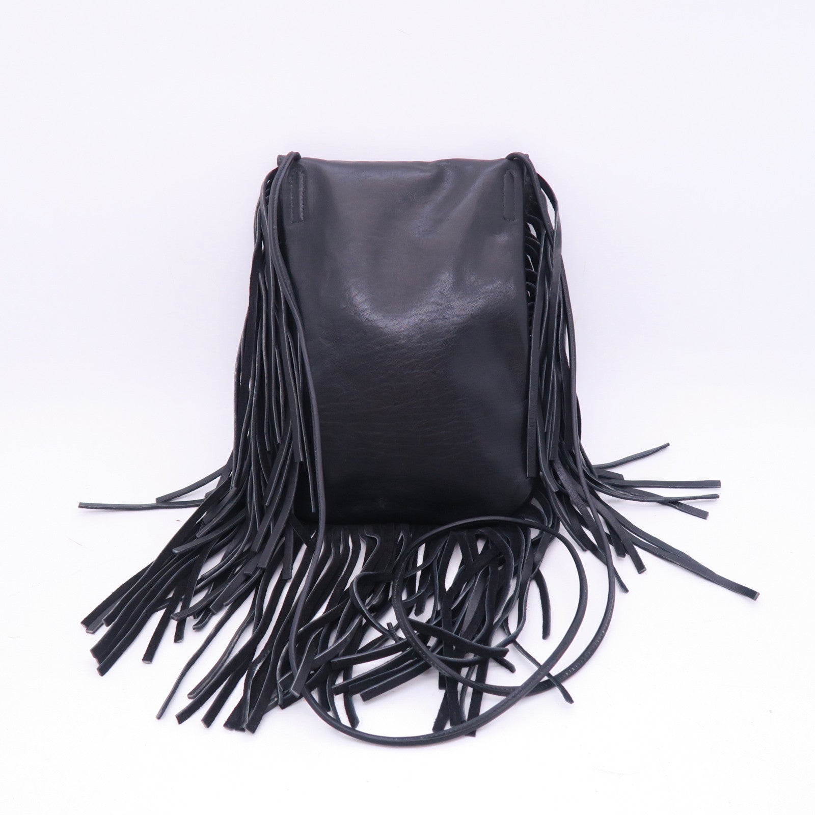 YVES SAINT LAURENT 牛皮皮革Anita银扣肩背袋黑色