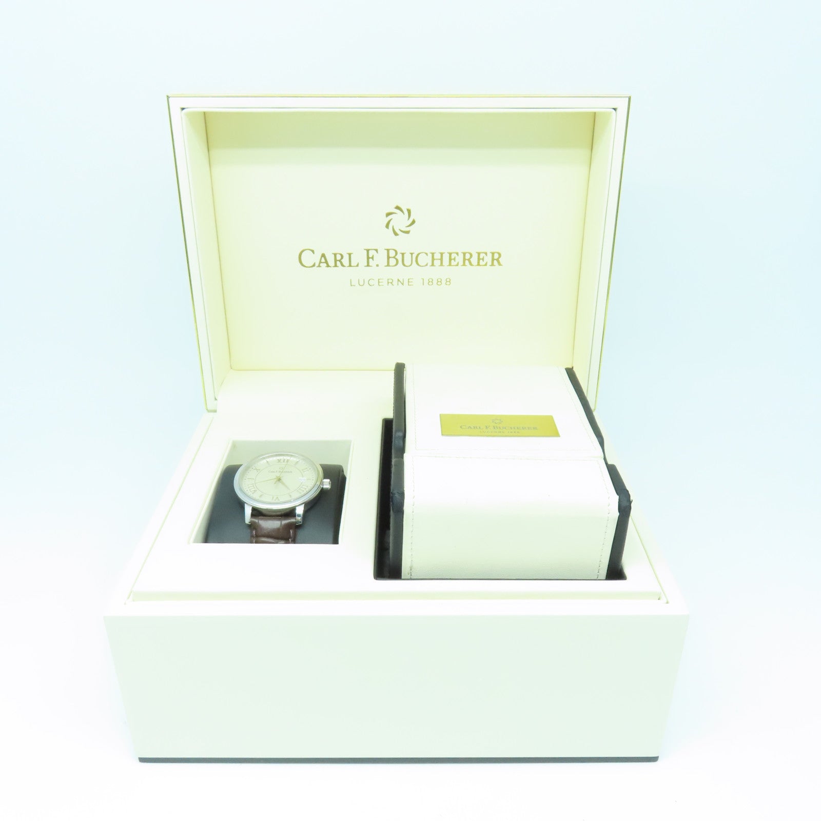SELECTION Carl F.Bucherer牛皮皮革/不鏽鋼手錶自動機芯銀色
