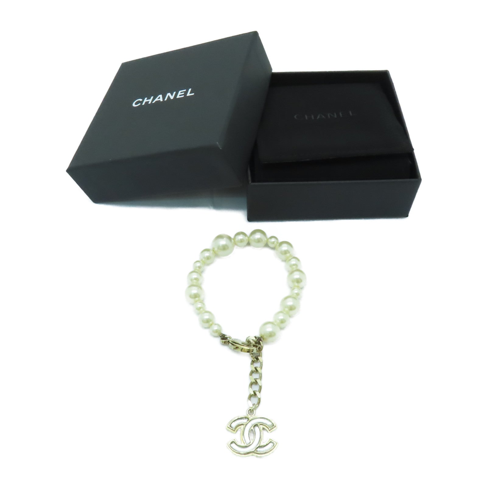 CHANEL 仿珍珠/金屬Bracelet金扣手鏈金色