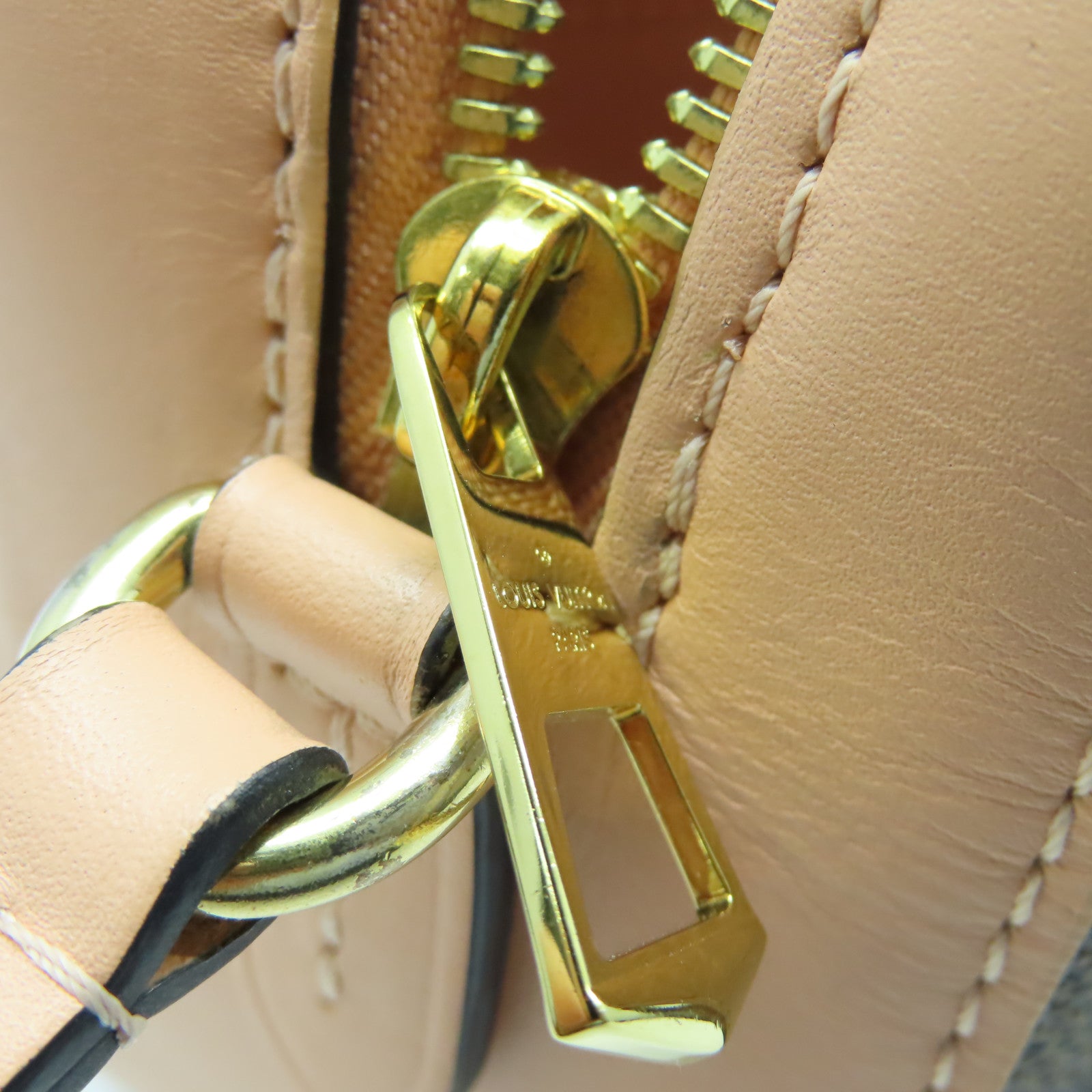 LOUIS VUITTON Damier Santa Monica金扣手挽肩背兩用袋棕色/粉紅色