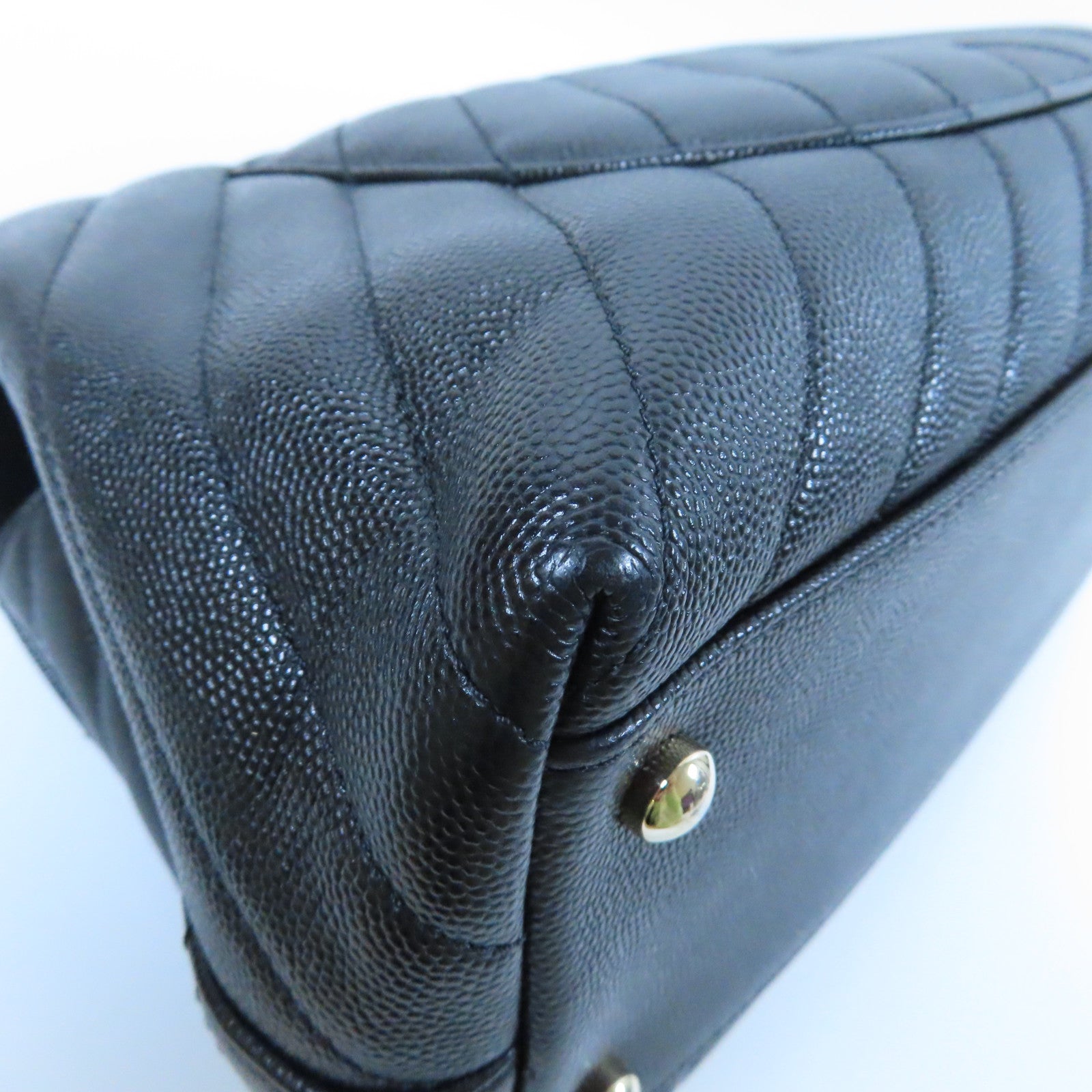 CHANEL 斜紋Caviar皮革2 Way Shoulder Bag金扣手挽肩背兩用袋黑色