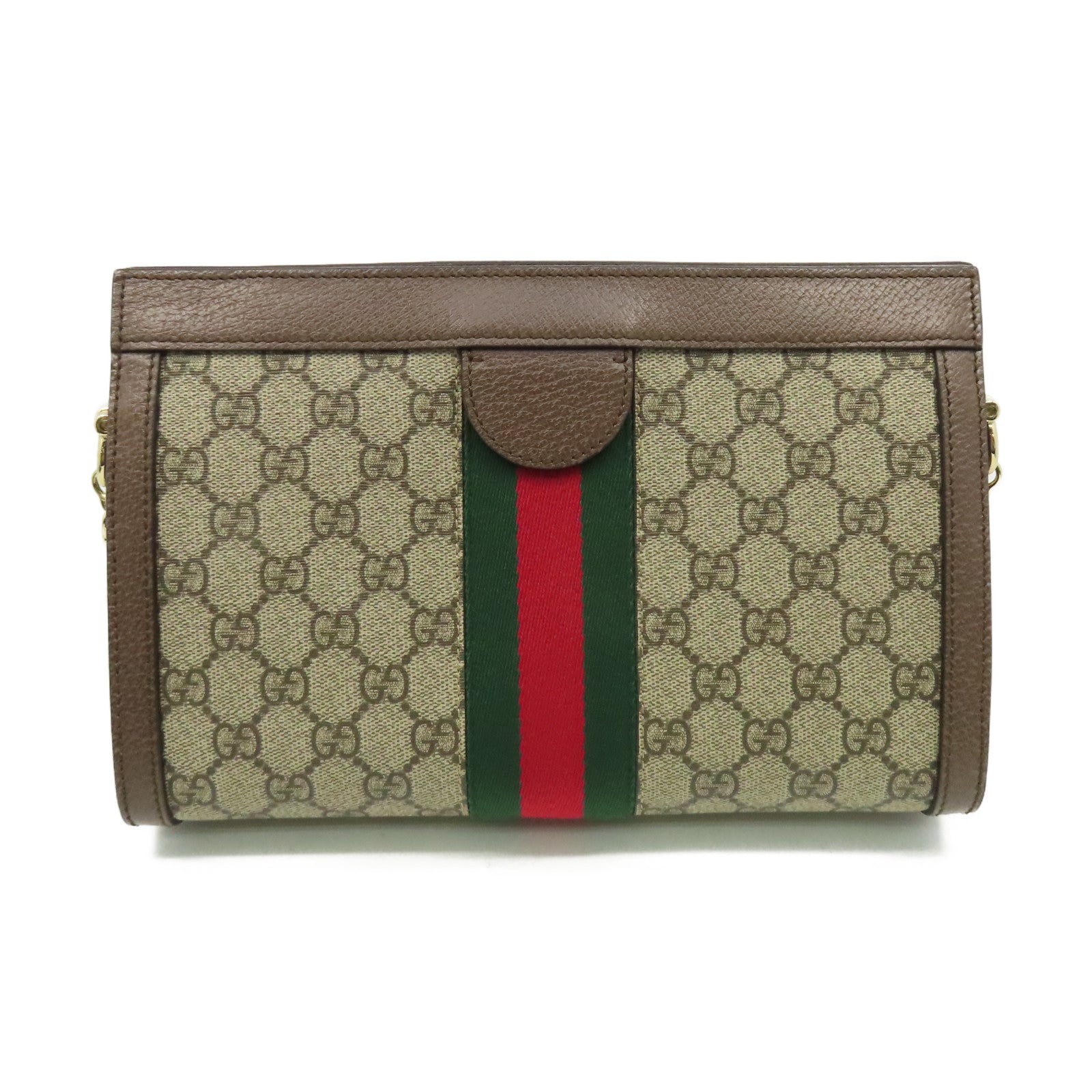 GUCCI 塗層帆布Ophidia GG Chain Shoulder Bag鏈帶肩背袋啡色