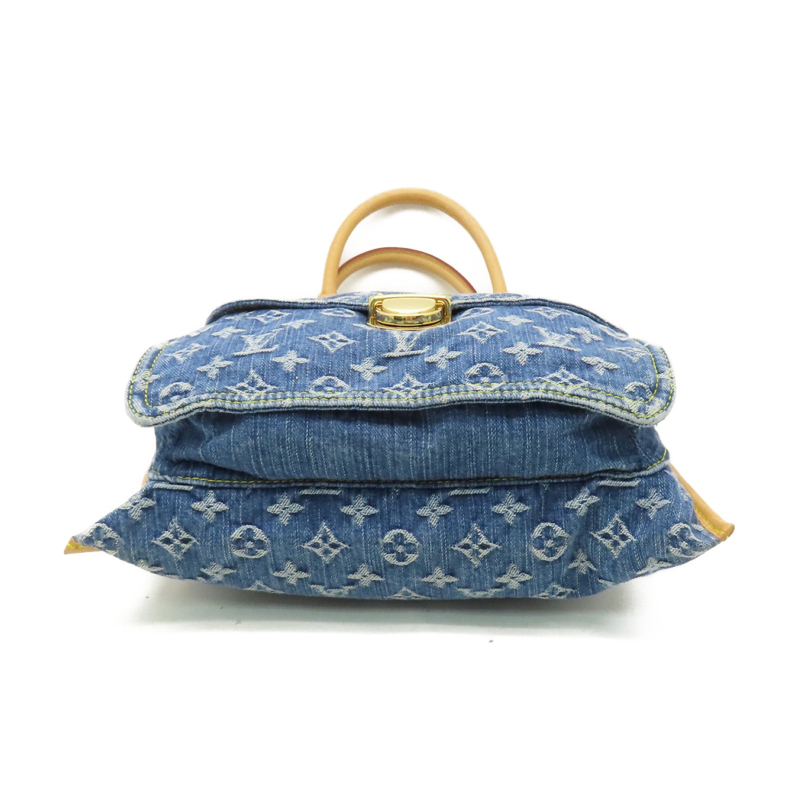 LOUIS VUITTON 牛仔布Flat Shopper金扣手挽袋藍色