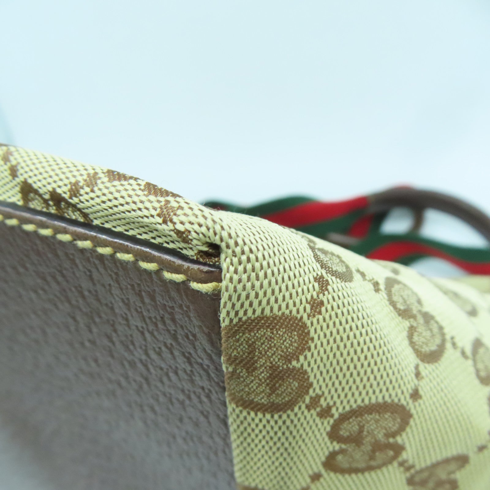 GUCCI 帆布Tote Bag銀扣手挽袋啡色