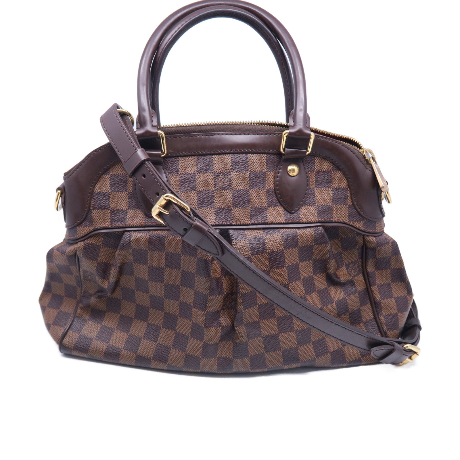 LOUIS VUITTON Damier Trevi PM金扣手挽肩背兩用袋啡色