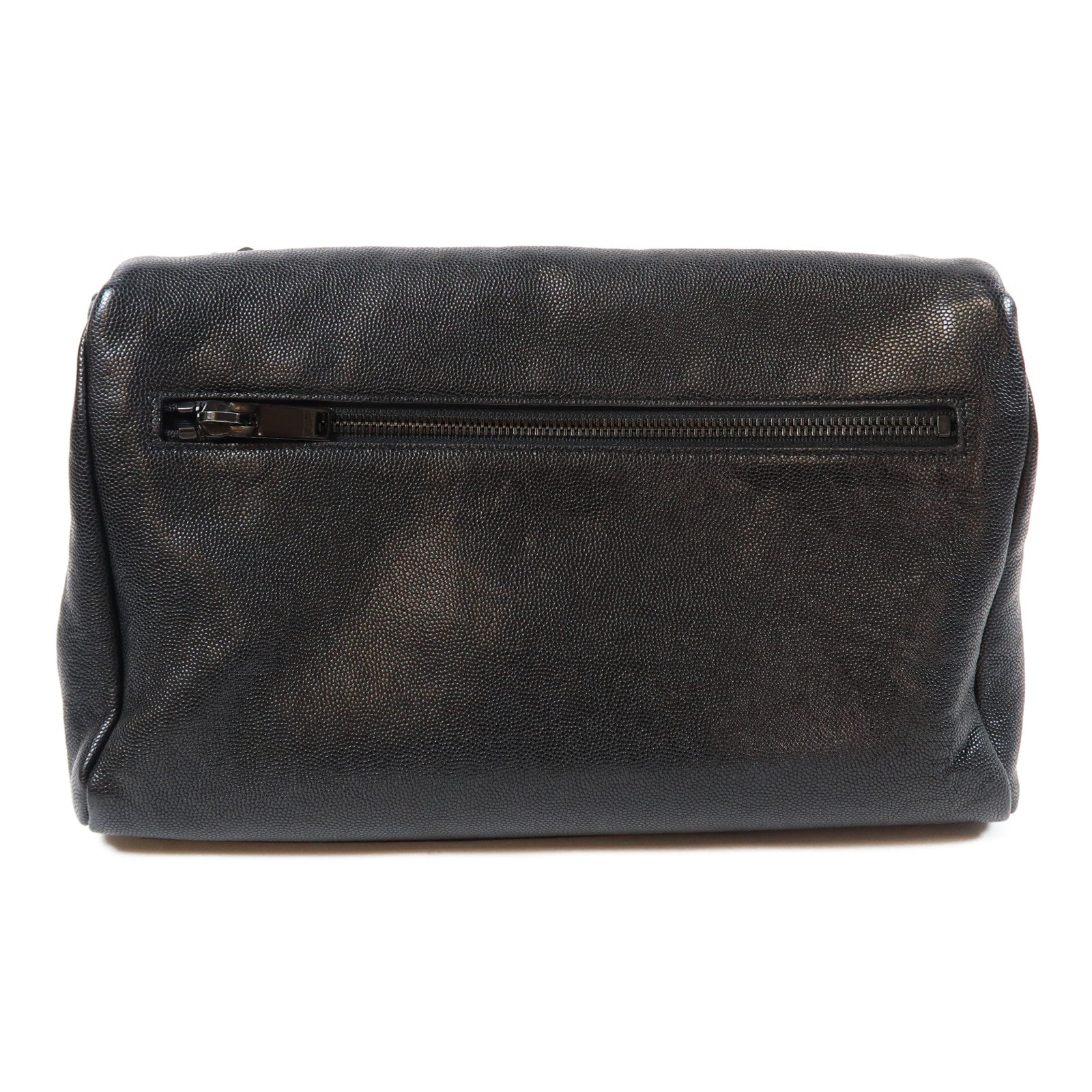 YVES SAINT LAURENT 牛皮皮革Shoulder Bag銀扣肩背袋黑色
