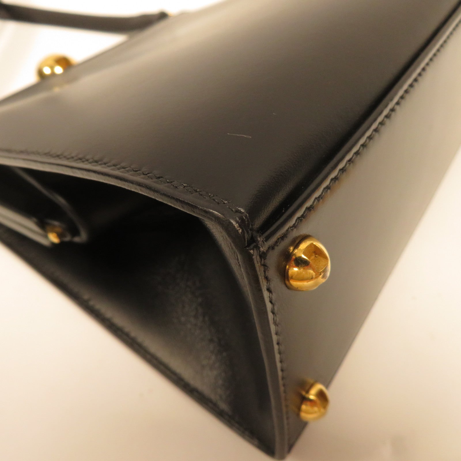 HERMES Box Calf皮革Shoulder Bag金扣肩背袋黑色