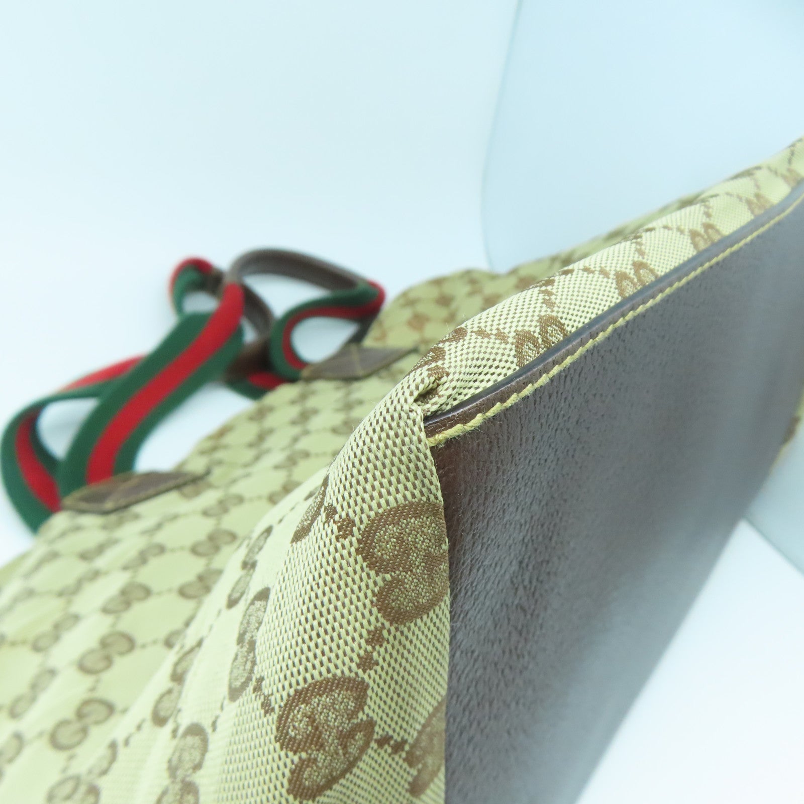 GUCCI 帆布Tote Bag銀扣手挽袋啡色
