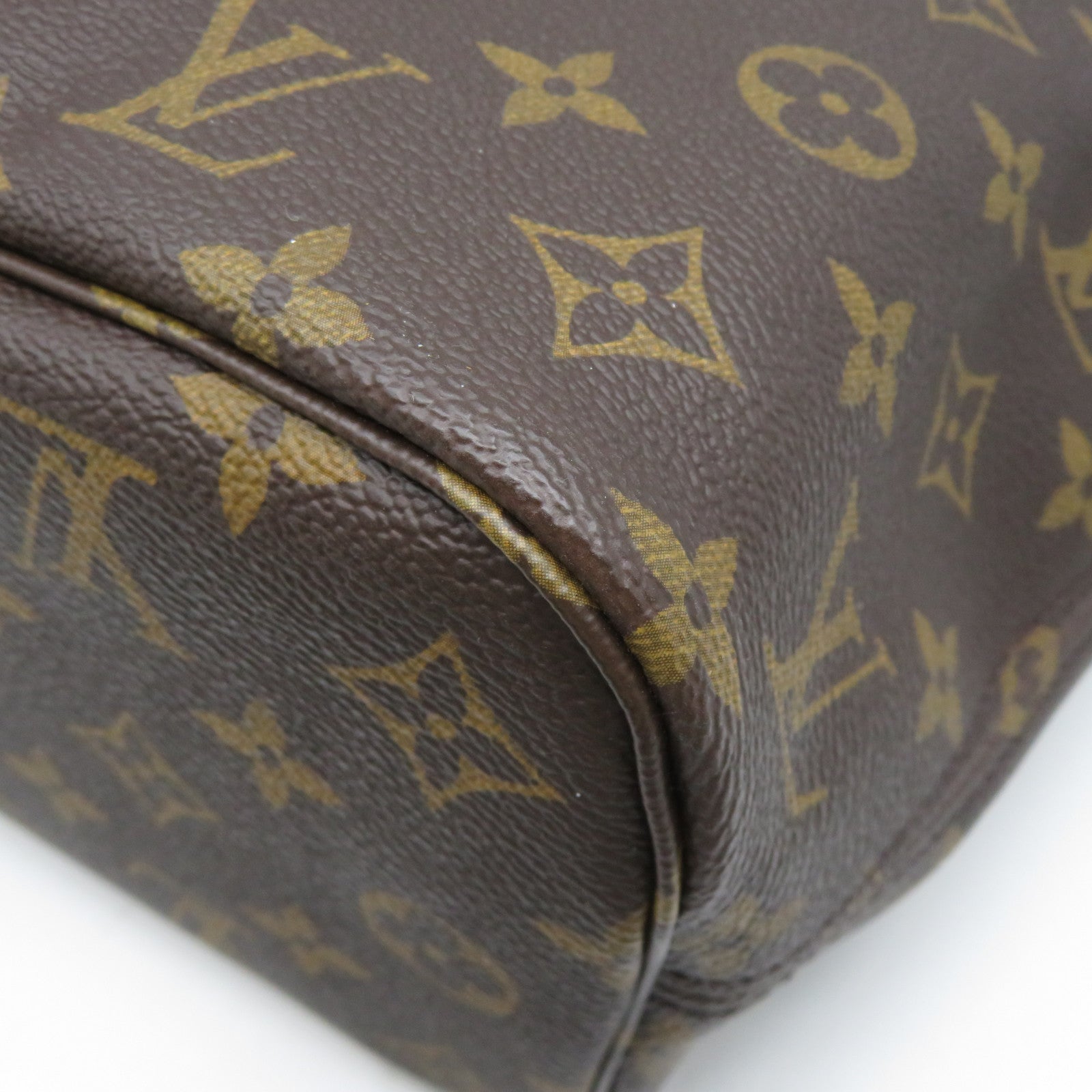 LOUIS VUITTON Monogram Neverfull PM金扣手挽袋啡色
