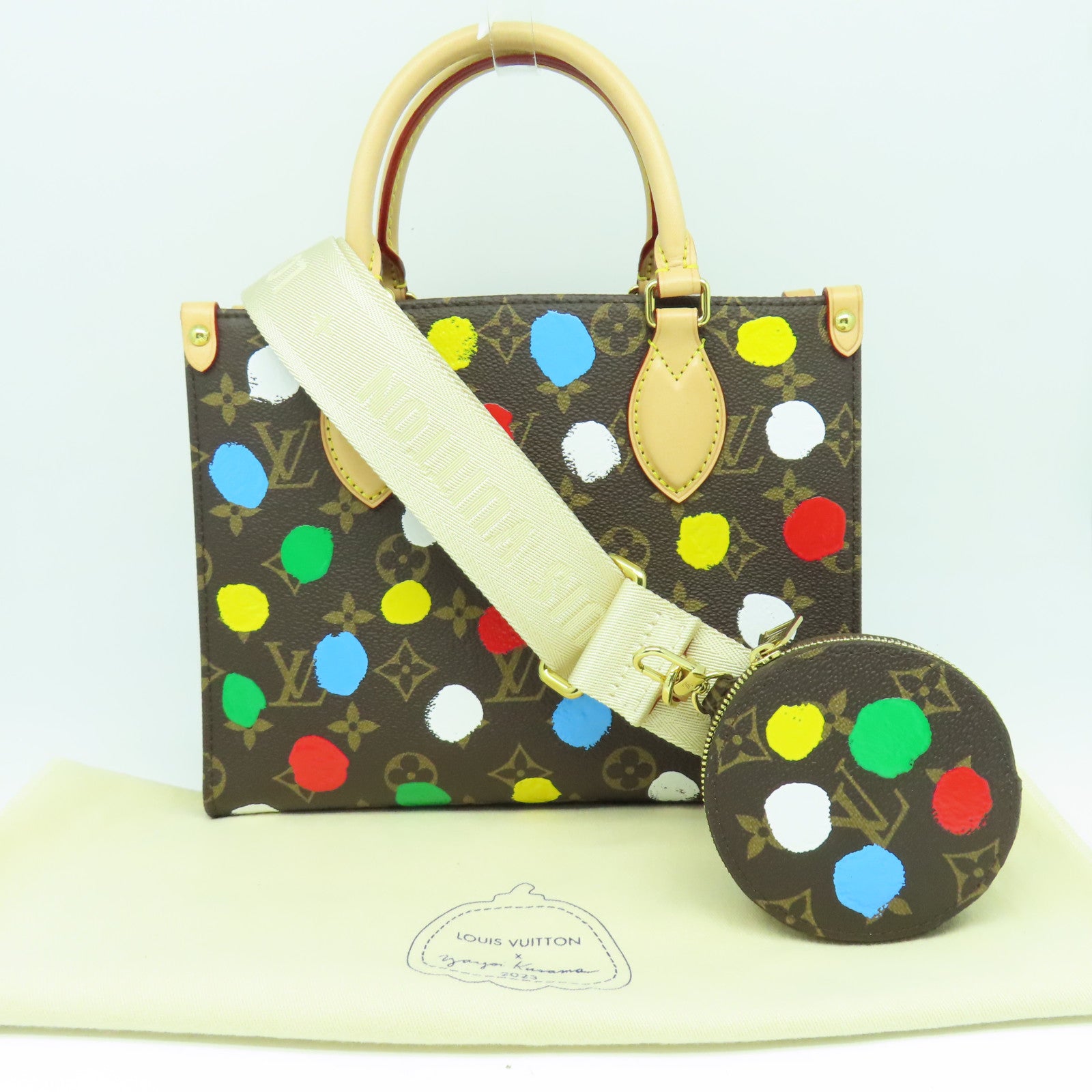 LOUIS VUITTON Monogram LV x YK On The Go PM金扣手挽肩背兩用啡色袋