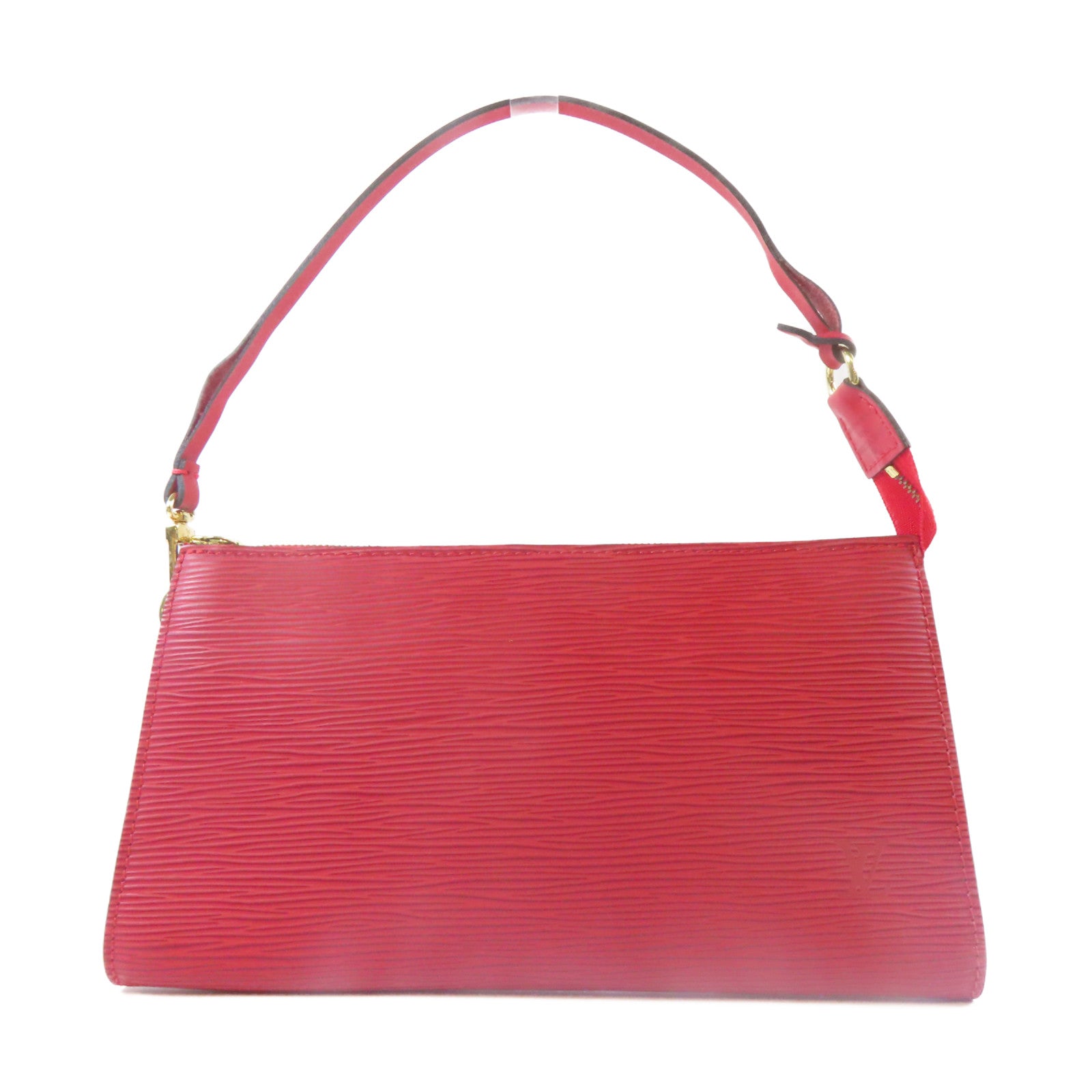LOUIS VUITTON Epi Pochette Accessories金扣手挽袋紅色