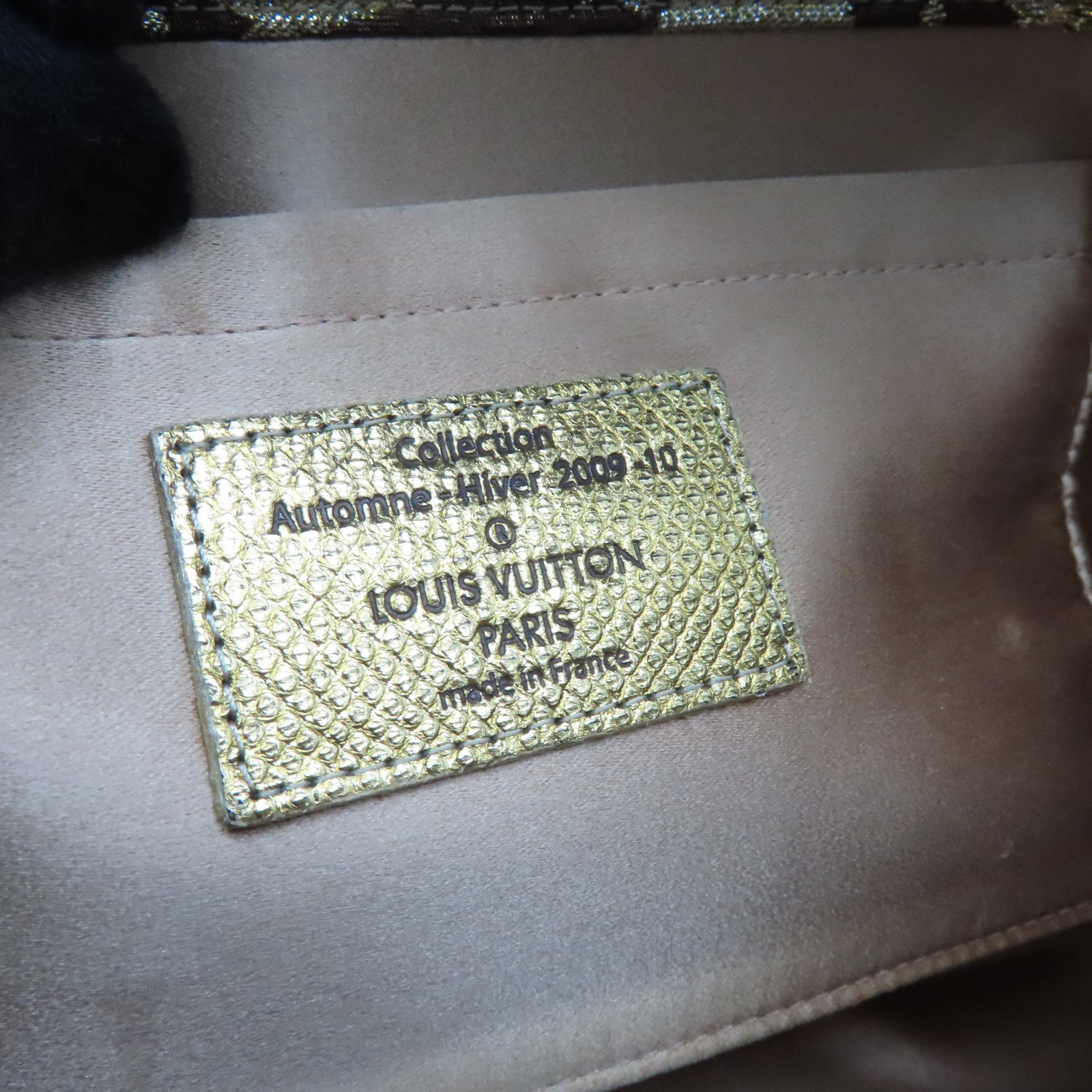 LOUIS VUITTON 絲質/蜥蝪皮革Brocade Thalie Clutch金扣手拿包金色