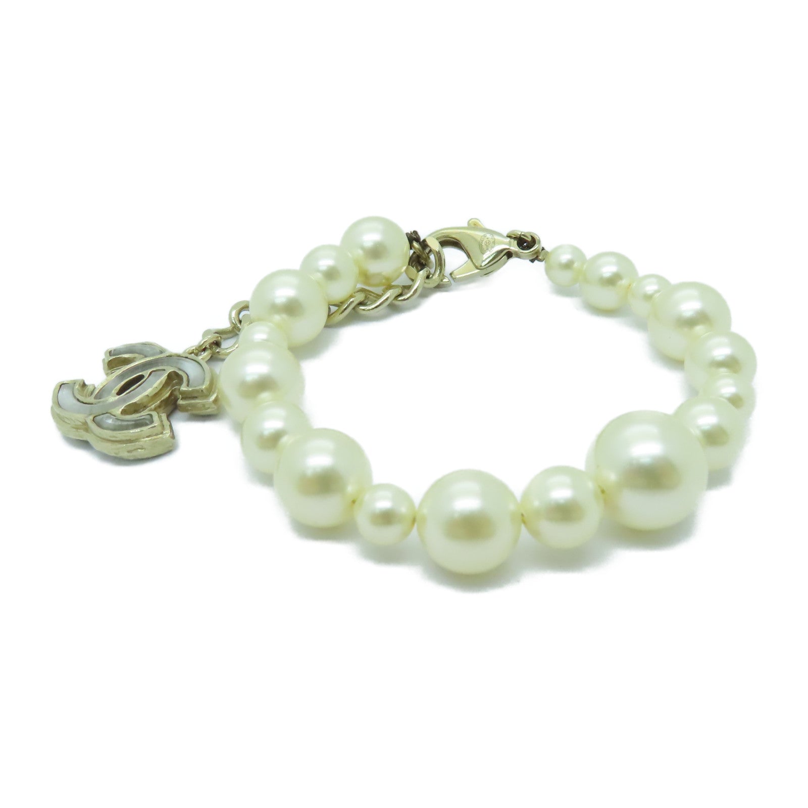 CHANEL 仿珍珠/金屬Bracelet金扣手鏈金色