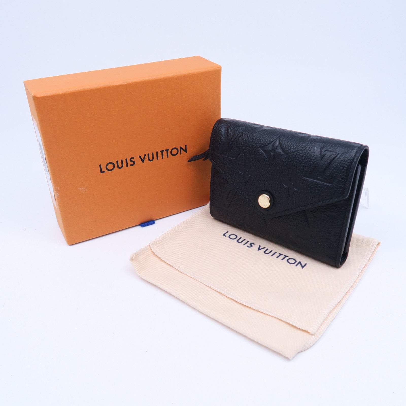 LOUIS VUITTON Monogram Empreinte Victorine金扣錢包黑色