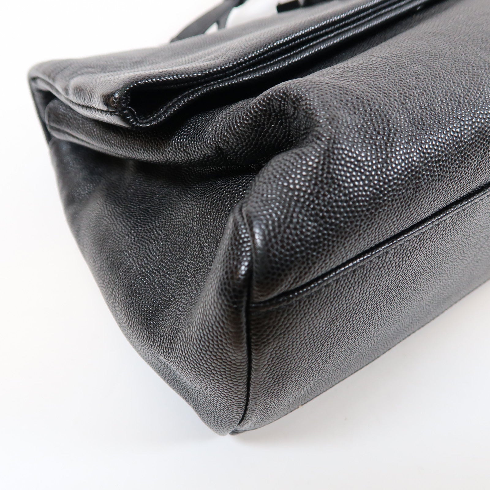 YVES SAINT LAURENT 牛皮皮革Shoulder Bag銀扣肩背袋黑色