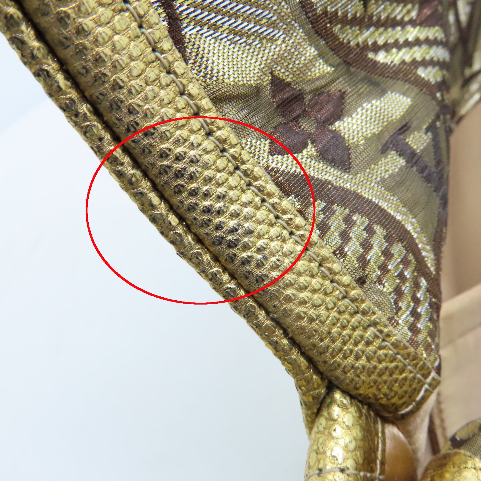 LOUIS VUITTON 絲質/蜥蝪皮革Brocade Thalie Clutch金扣手拿包金色