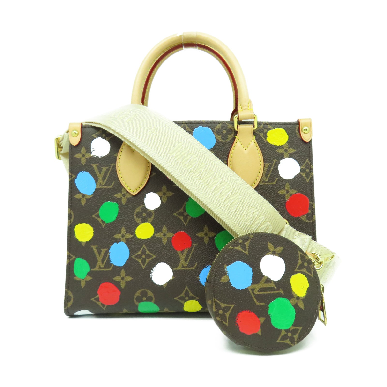LOUIS VUITTON Monogram LV x YK On The Go PM金扣手挽肩背兩用啡色袋