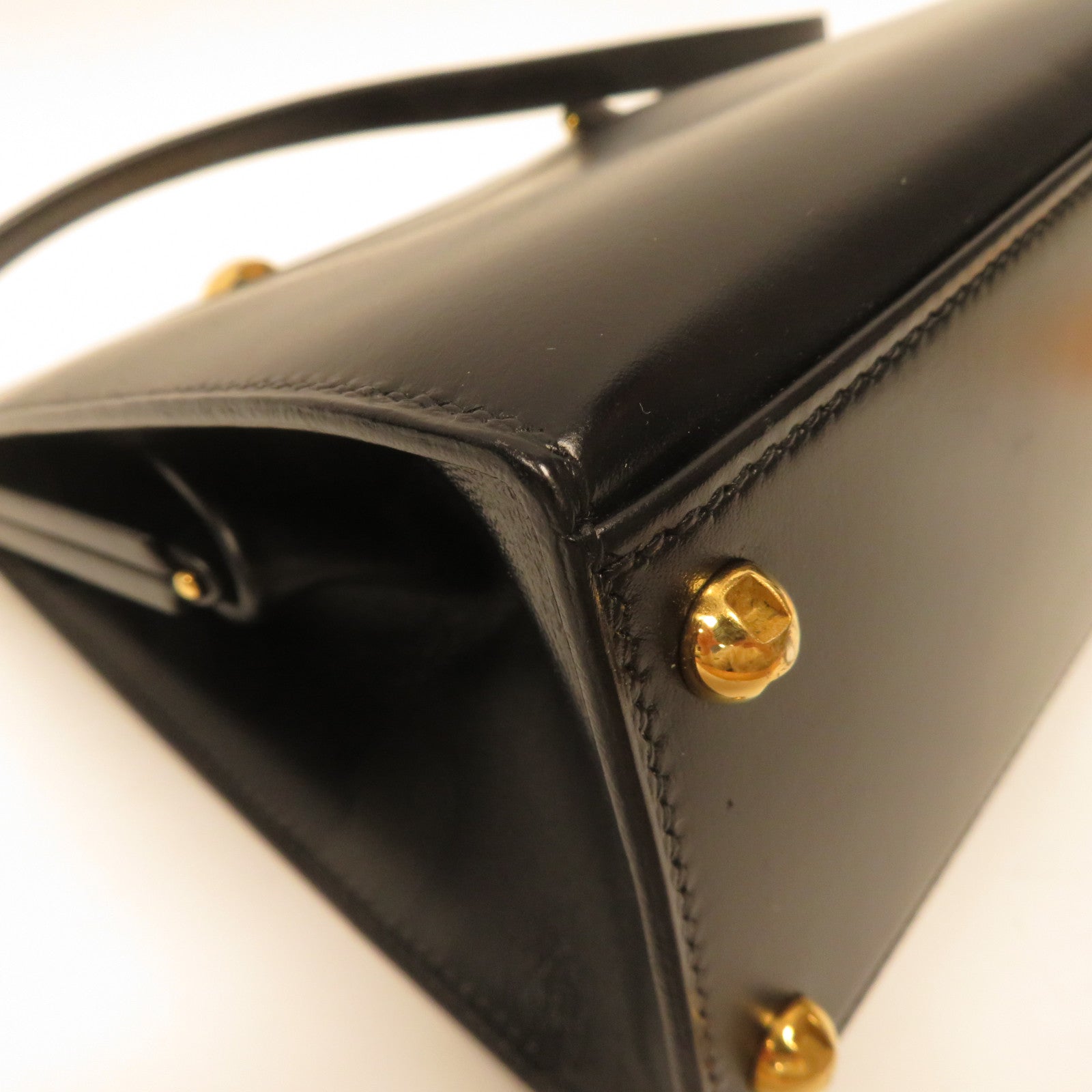 HERMES Box Calf皮革Shoulder Bag金扣肩背袋黑色