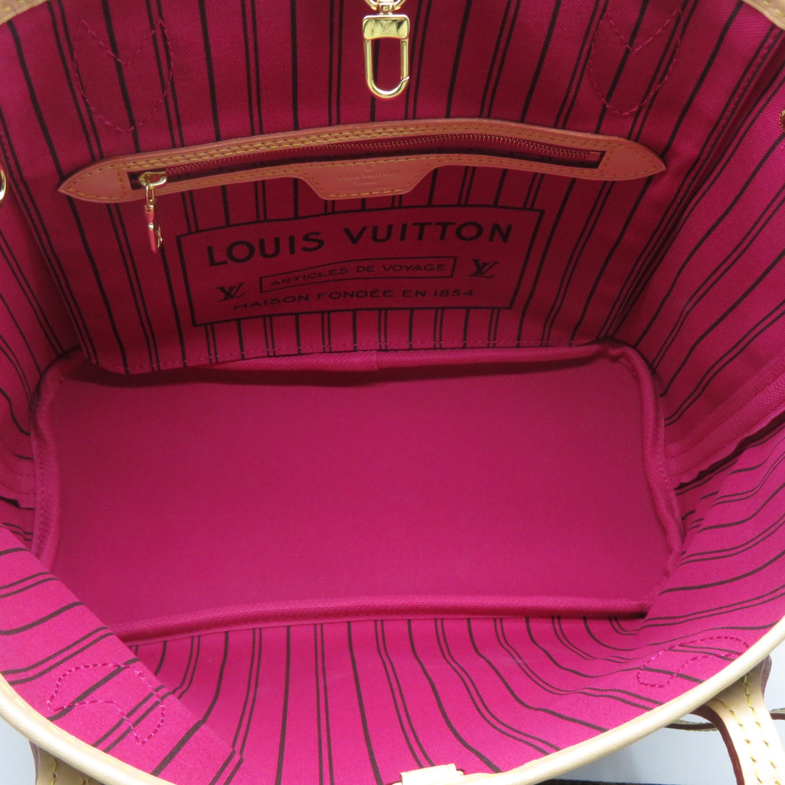 LOUIS VUITTON Monogram Neverfull PM金扣手挽袋啡色