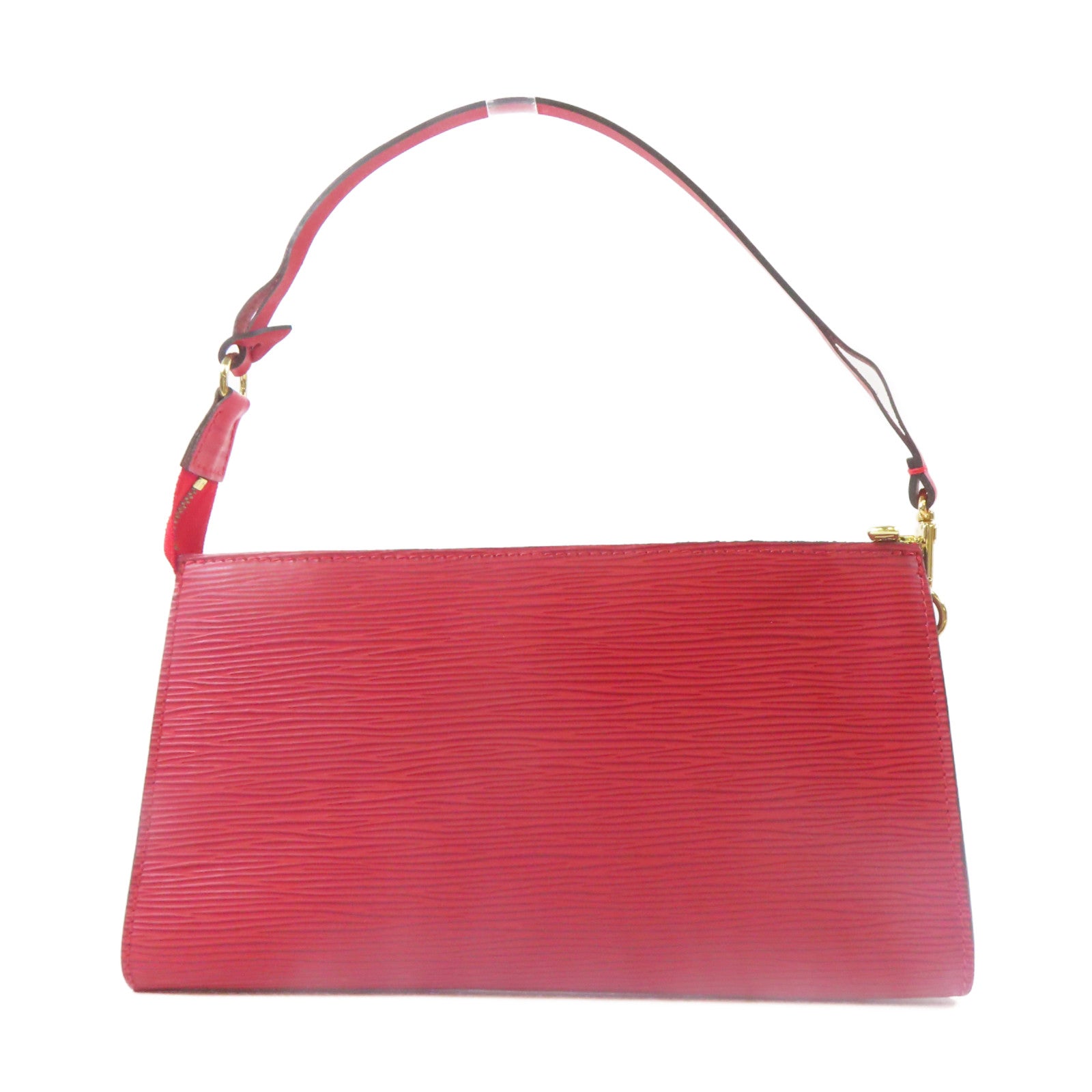 LOUIS VUITTON Epi Pochette Accessories金扣手挽袋紅色