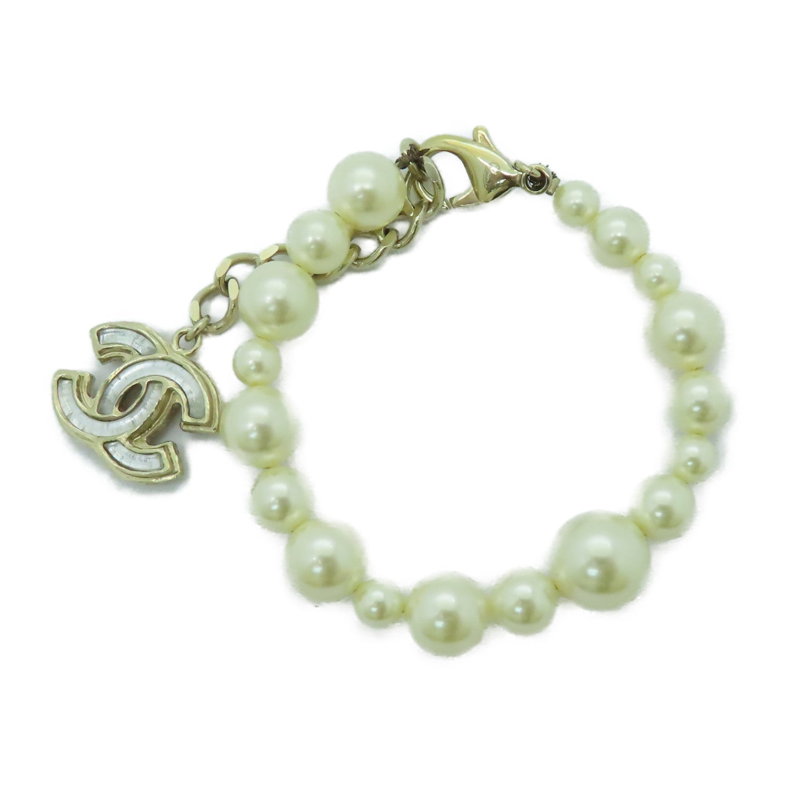 CHANEL 仿珍珠/金屬Bracelet金扣手鏈金色