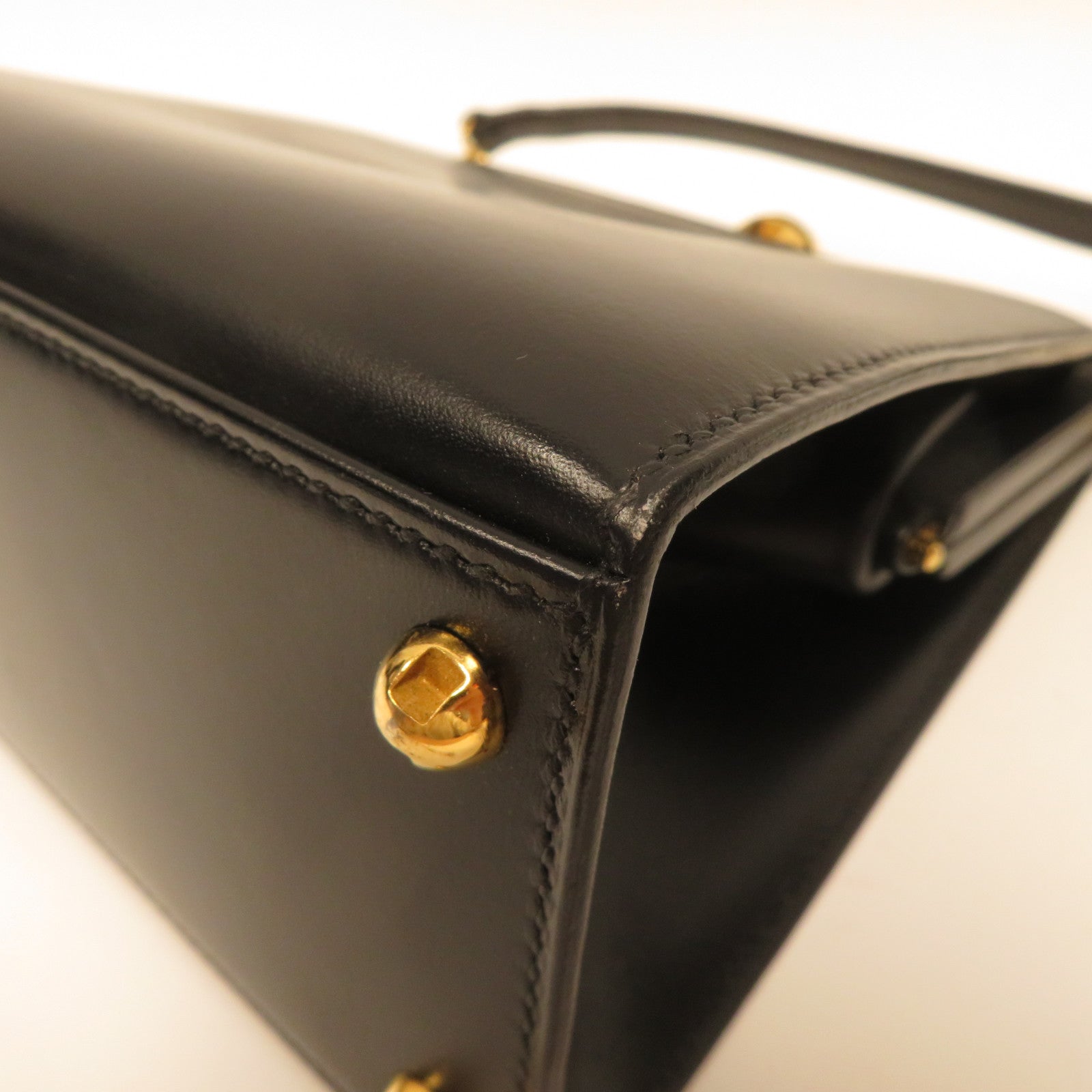 HERMES Box Calf皮革Shoulder Bag金扣肩背袋黑色